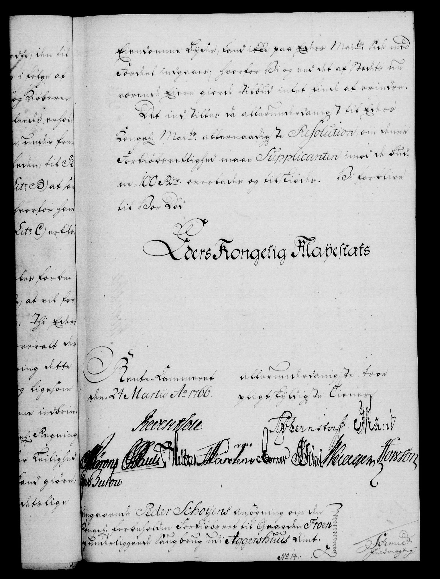 Rentekammeret, Kammerkanselliet, AV/RA-EA-3111/G/Gf/Gfa/L0048: Norsk relasjons- og resolusjonsprotokoll (merket RK 52.48), 1766, p. 130