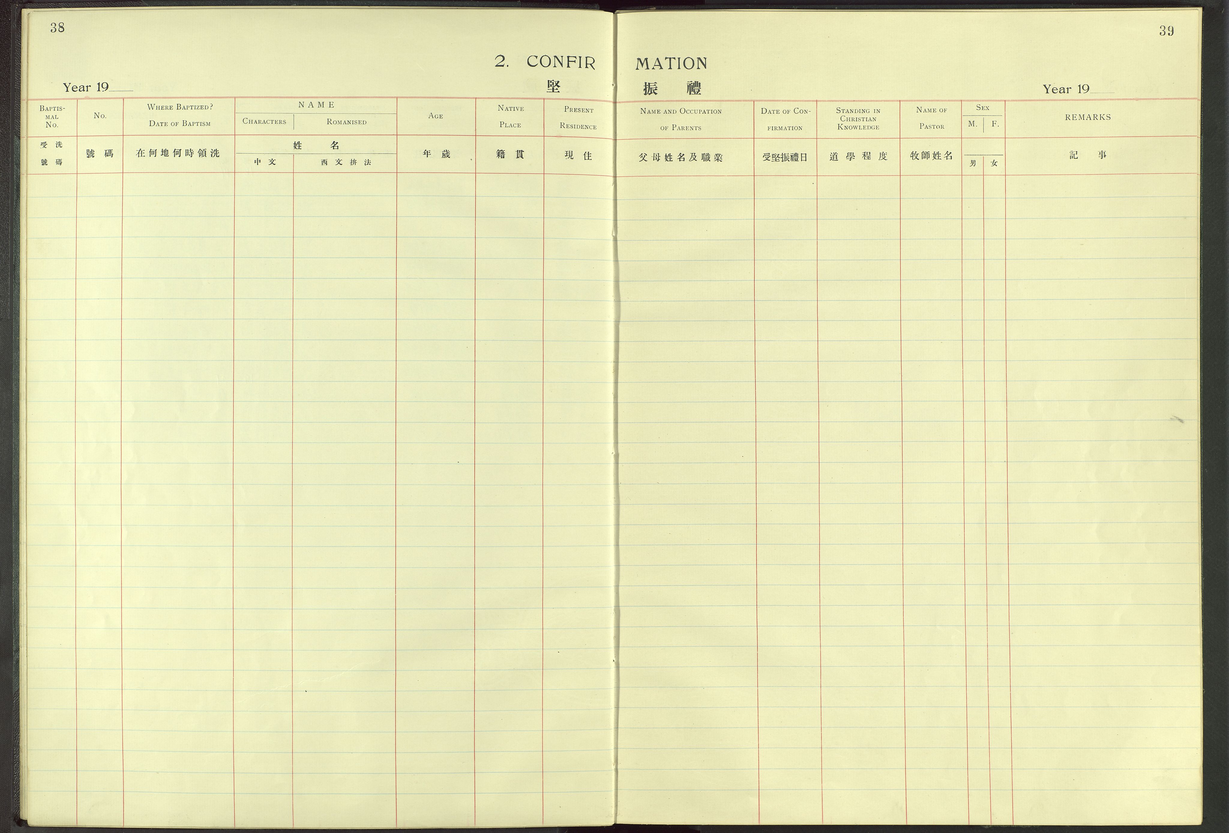 Det Norske Misjonsselskap - utland - Kina (Hunan), VID/MA-A-1065/Dm/L0006: Parish register (official) no. 51, 1912-1948, p. 38-39