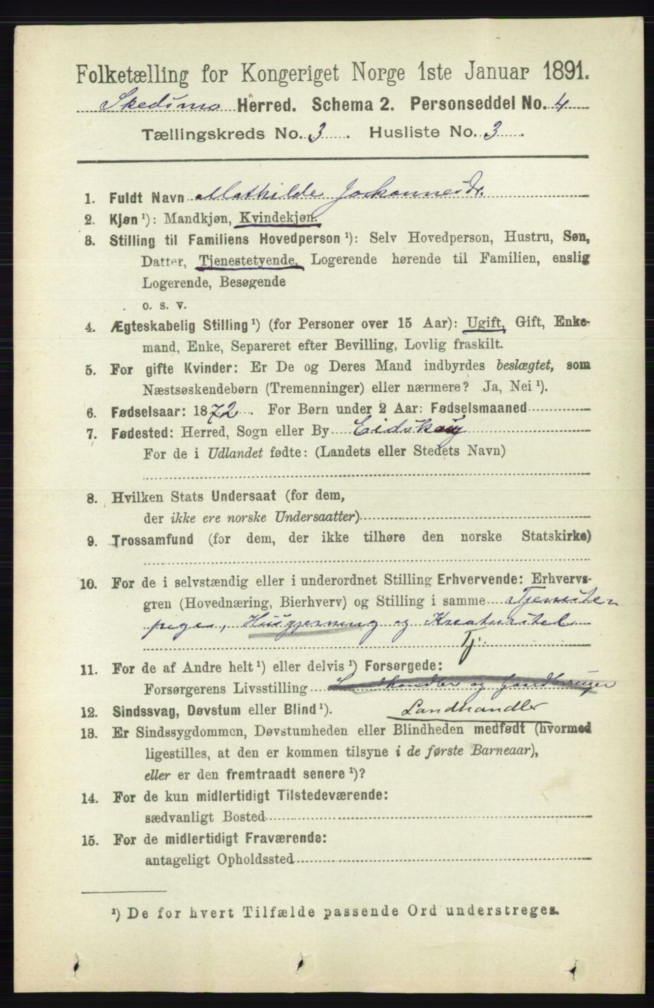 RA, 1891 census for 0231 Skedsmo, 1891, p. 1322