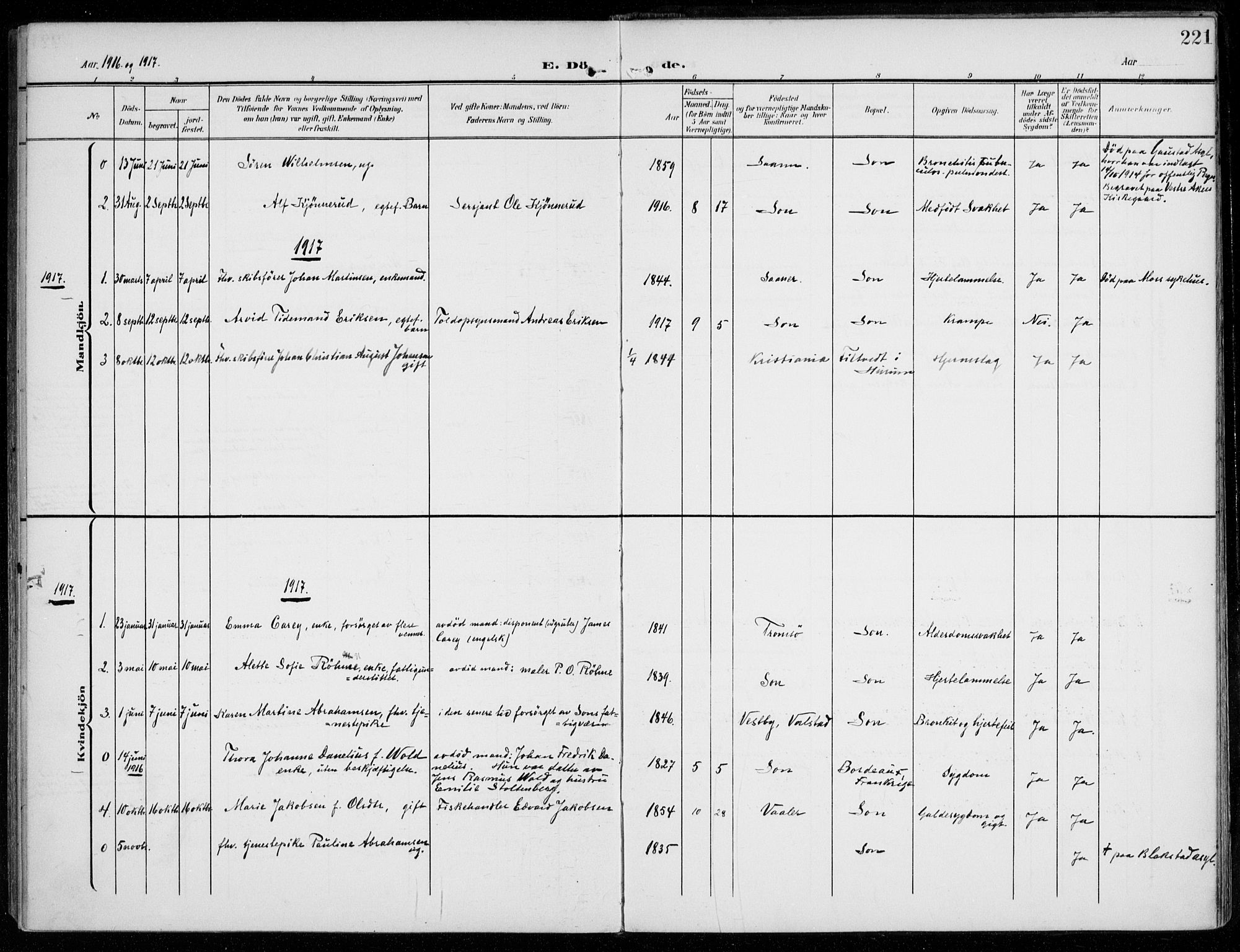 Vestby prestekontor Kirkebøker, SAO/A-10893/F/Fc/L0002: Parish register (official) no. III 2, 1906-1940, p. 221