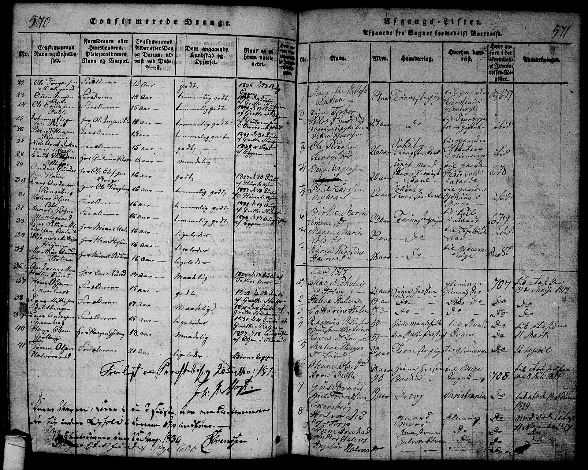 Onsøy prestekontor Kirkebøker, SAO/A-10914/G/Ga/L0001: Parish register (copy) no. I 1, 1814-1840, p. 570-571