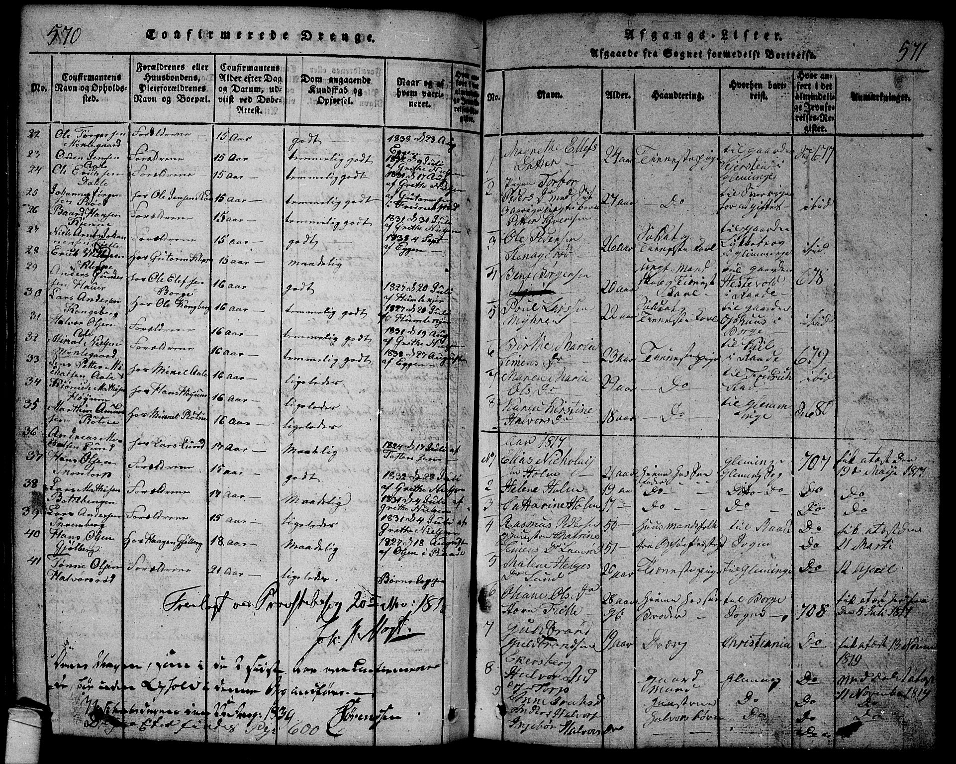 Onsøy prestekontor Kirkebøker, AV/SAO-A-10914/G/Ga/L0001: Parish register (copy) no. I 1, 1814-1840, p. 570-571