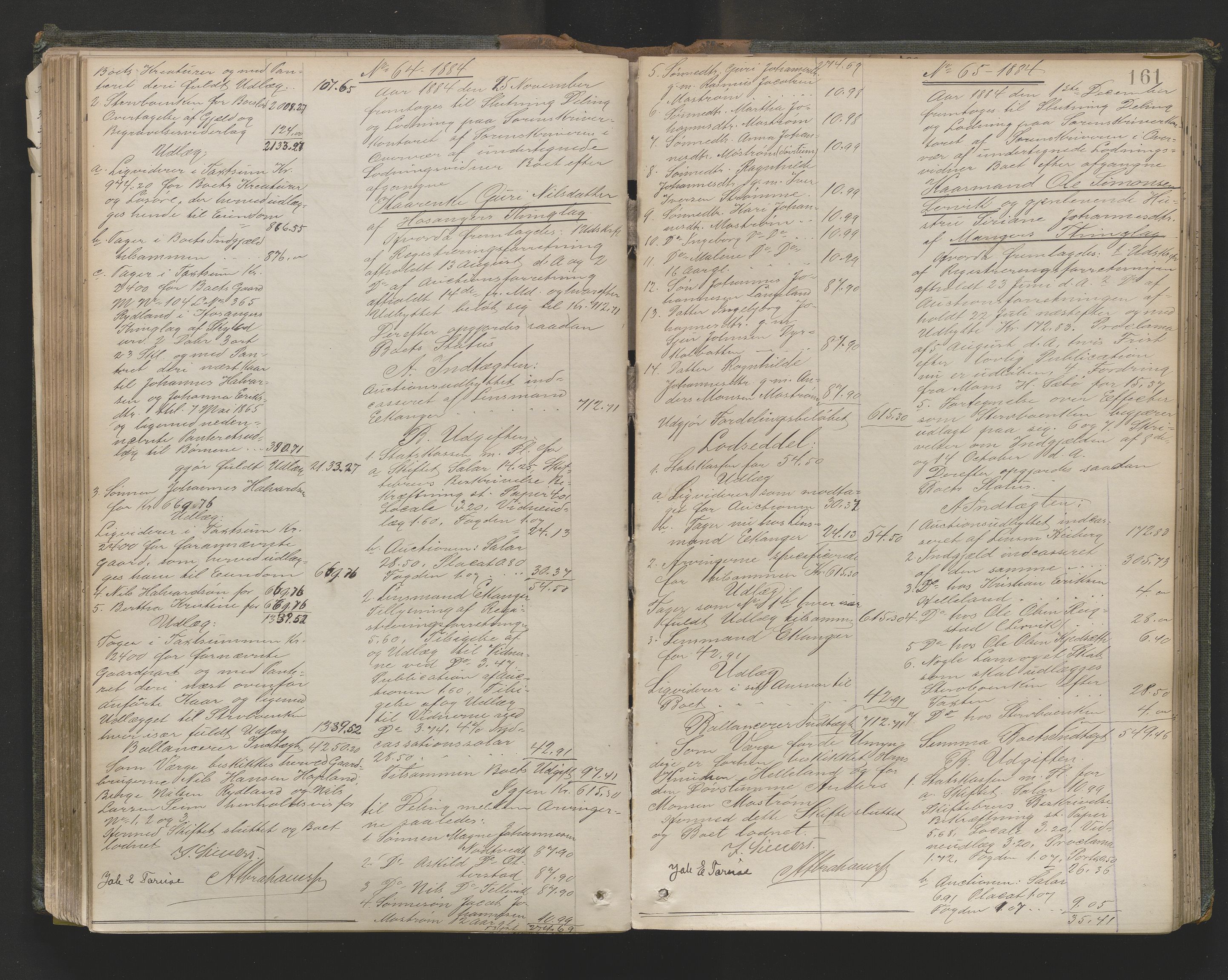 Nordhordland sorenskrivar, AV/SAB-A-2901/1/H/Hd/Hda/L0010: Skifteutlodningsprotokollar, 1881-1889, p. 161