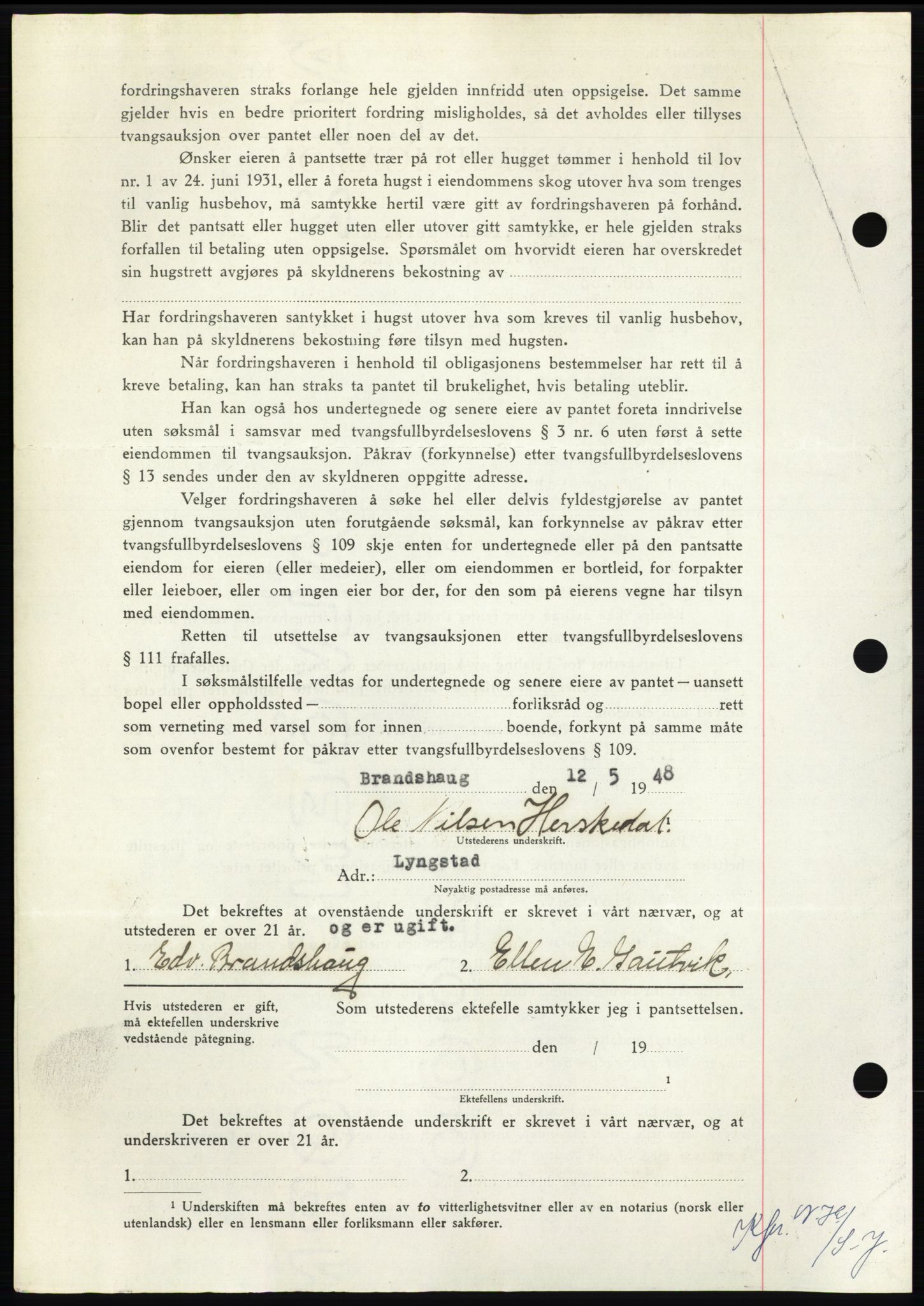 Nordmøre sorenskriveri, AV/SAT-A-4132/1/2/2Ca: Mortgage book no. B98, 1948-1948, Diary no: : 1303/1948