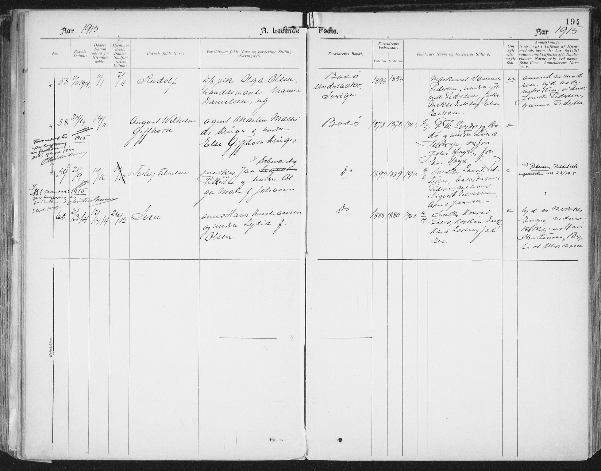 Ministerialprotokoller, klokkerbøker og fødselsregistre - Nordland, AV/SAT-A-1459/801/L0011: Parish register (official) no. 801A11, 1900-1916, p. 194