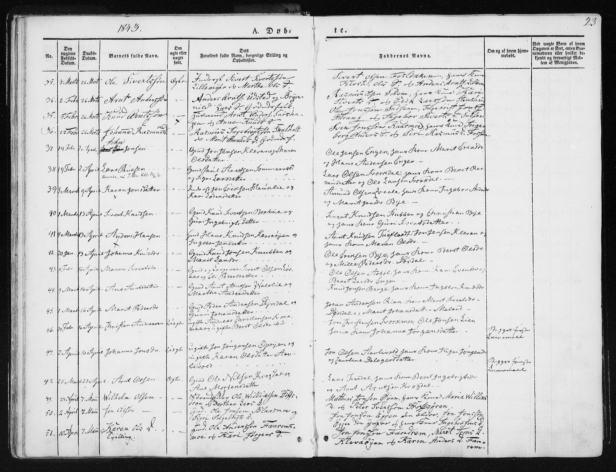 Ministerialprotokoller, klokkerbøker og fødselsregistre - Sør-Trøndelag, SAT/A-1456/668/L0805: Parish register (official) no. 668A05, 1840-1853, p. 23