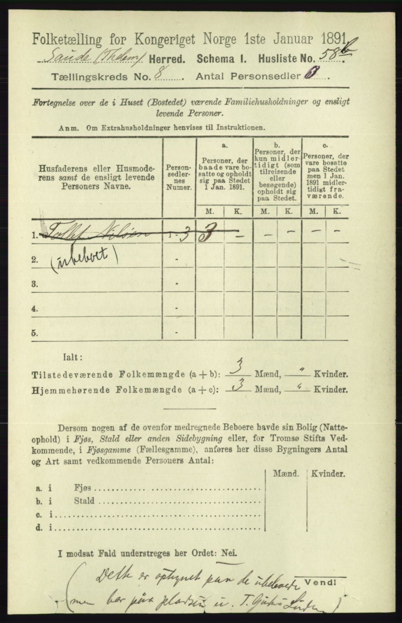 RA, 1891 census for 0822 Sauherad, 1891, p. 2317