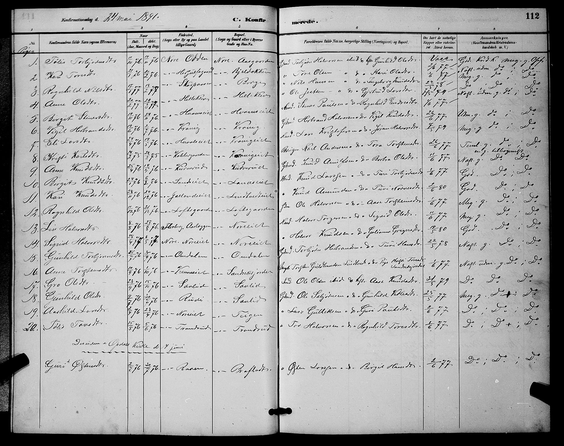 Nore kirkebøker, SAKO/A-238/G/Ga/L0003: Parish register (copy) no. I 3, 1886-1903, p. 112