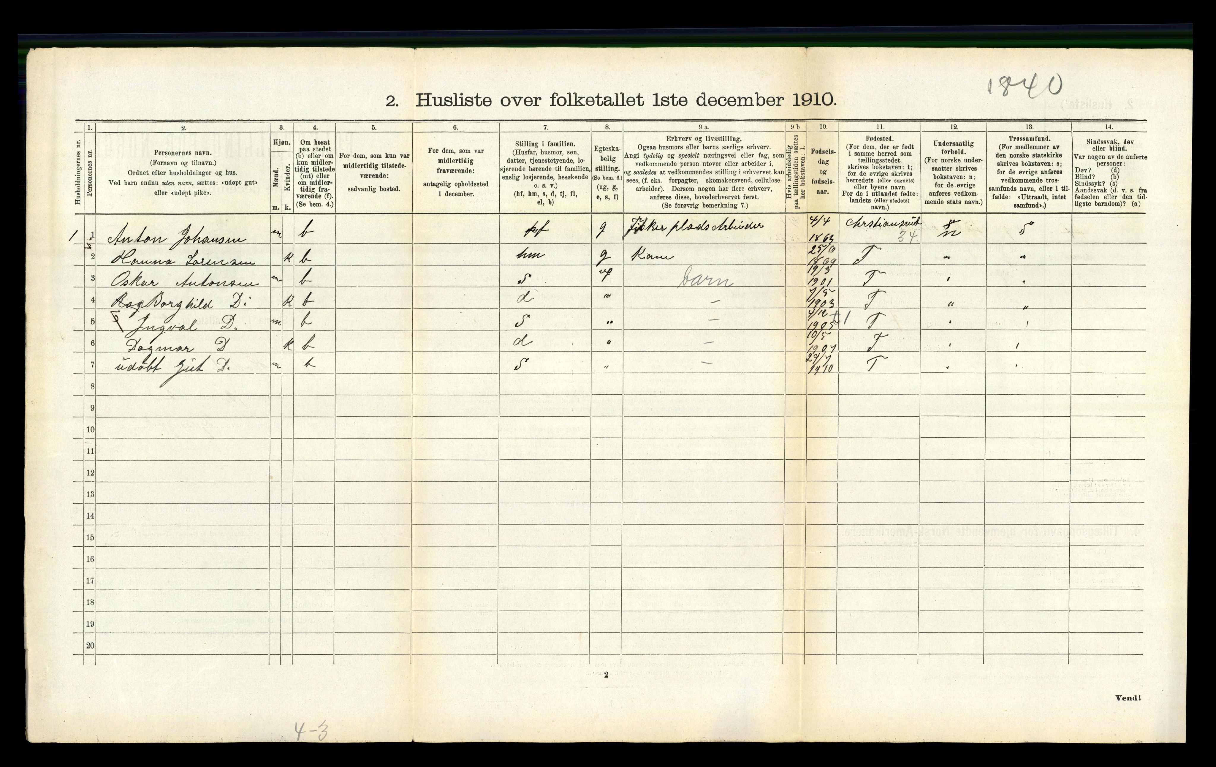 RA, 1910 census for Hadsel, 1910, p. 2442