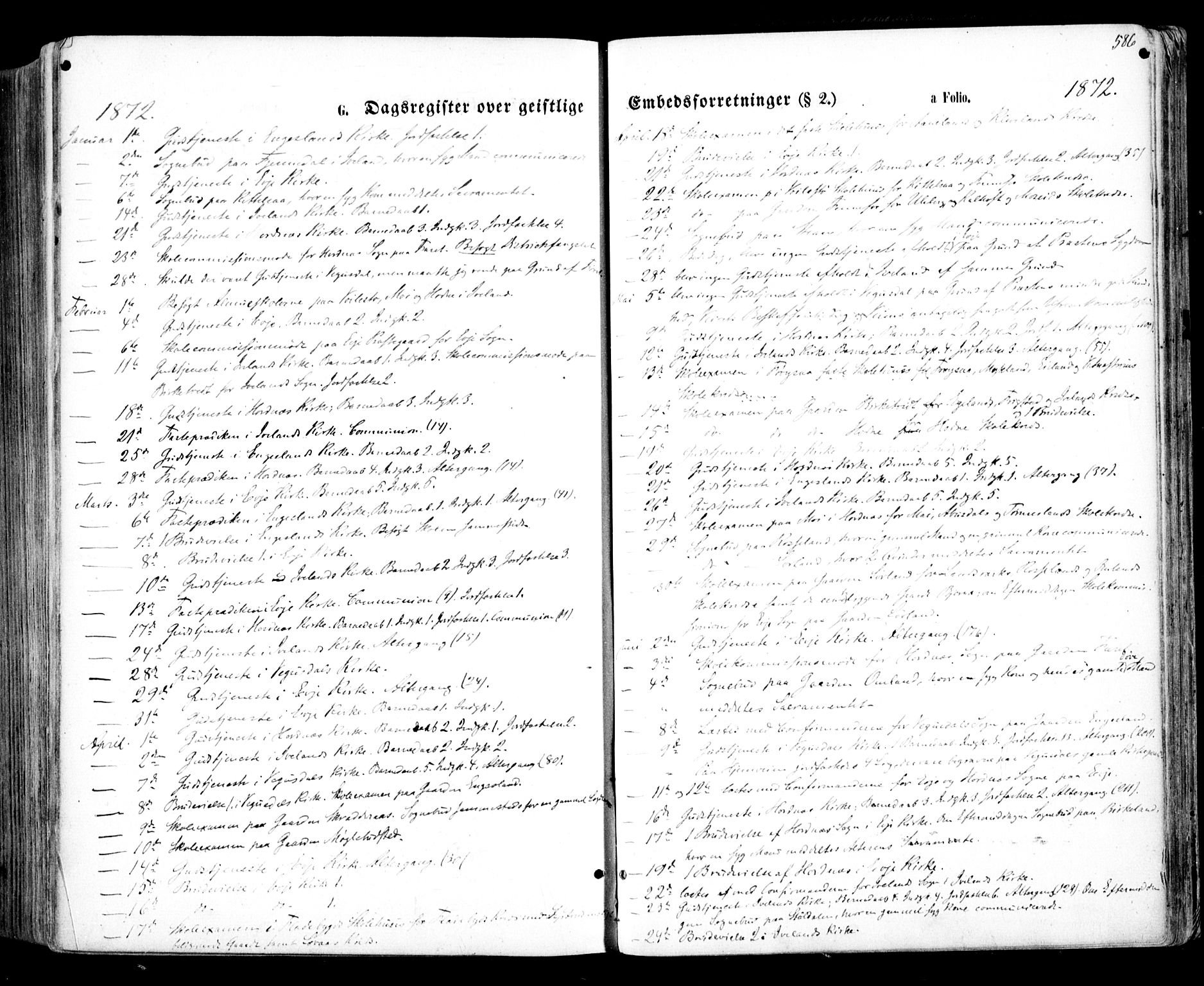 Evje sokneprestkontor, AV/SAK-1111-0008/F/Fa/Faa/L0006: Parish register (official) no. A 6, 1866-1884, p. 586