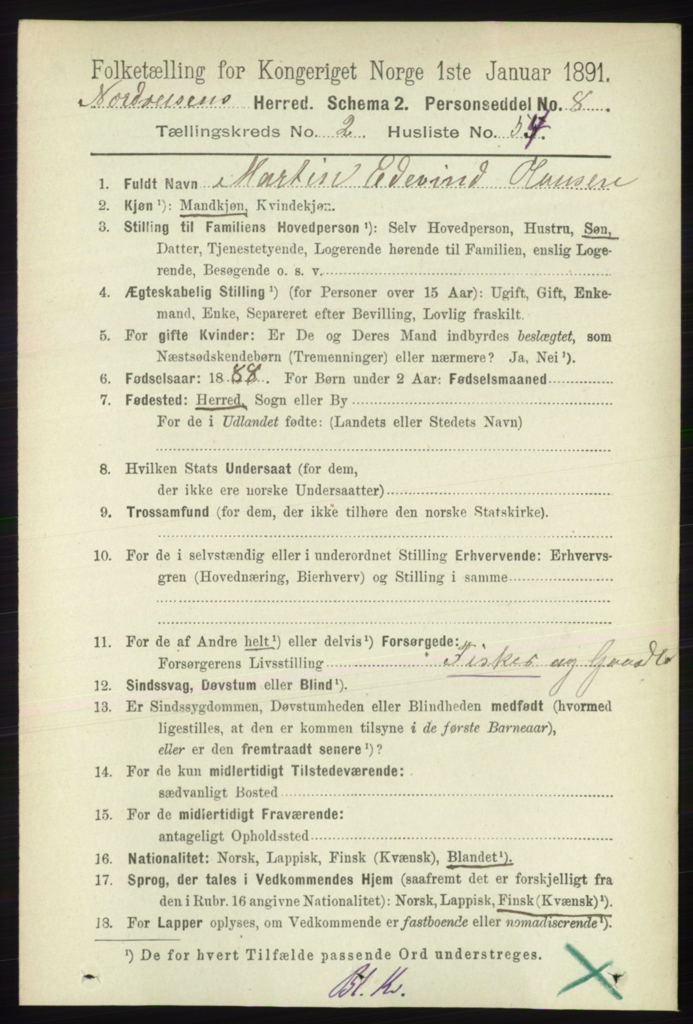 RA, 1891 census for 1942 Nordreisa, 1891, p. 1181