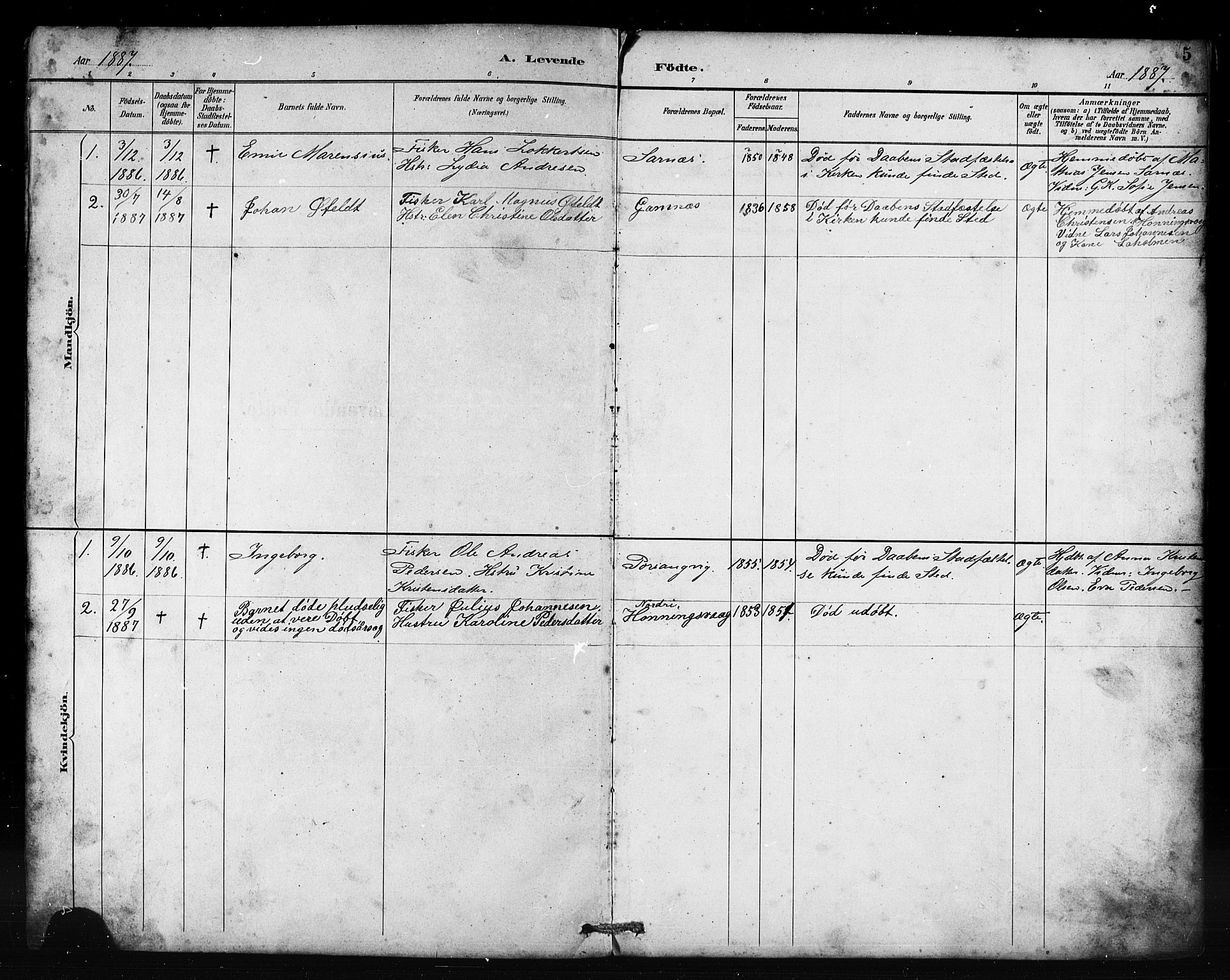 Kjelvik/Nordkapp sokneprestkontor, AV/SATØ-S-1350/J/Ja/L0027: Other parish register no. 27, 1887-1918, p. 5