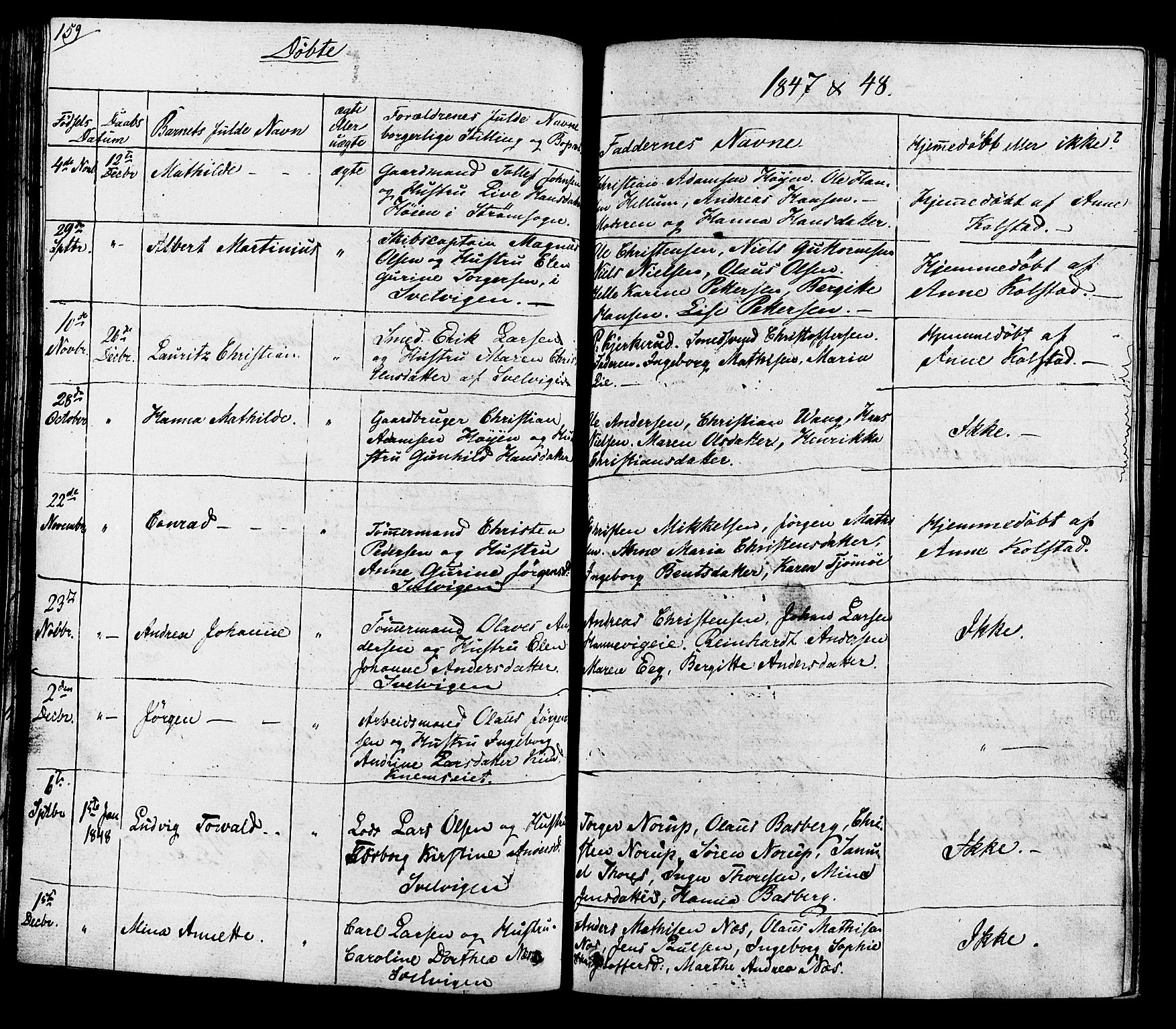Hurum kirkebøker, SAKO/A-229/G/Ga/L0002: Parish register (copy) no. I 2, 1827-1857, p. 159