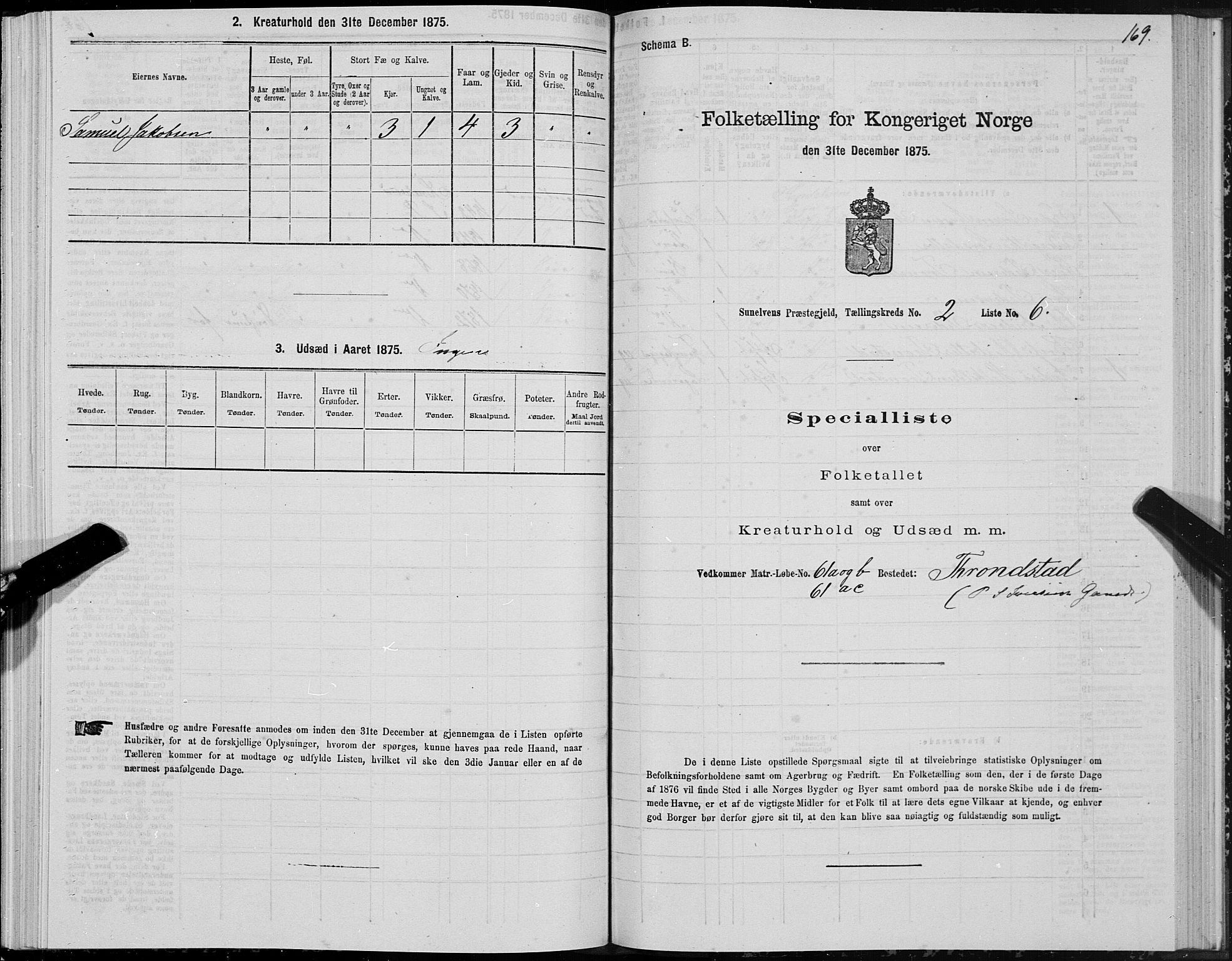 SAT, 1875 census for 1523P Sunnylven, 1875, p. 1169