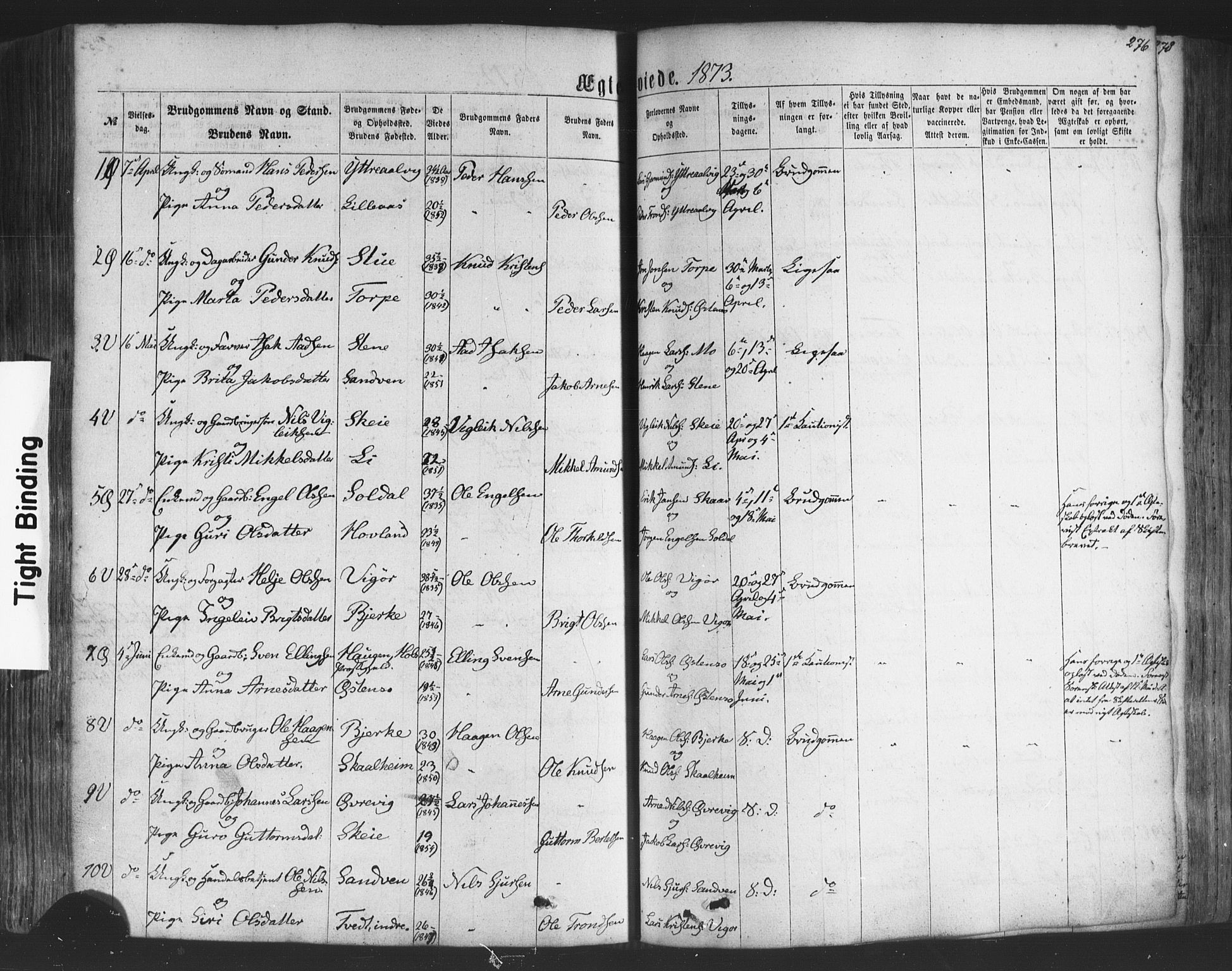 Kvam sokneprestembete, SAB/A-76201/H/Haa: Parish register (official) no. A 9, 1864-1879, p. 276