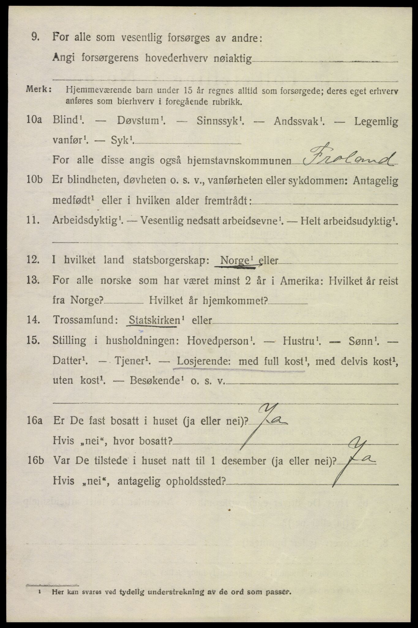 SAK, 1920 census for Froland, 1920, p. 2512