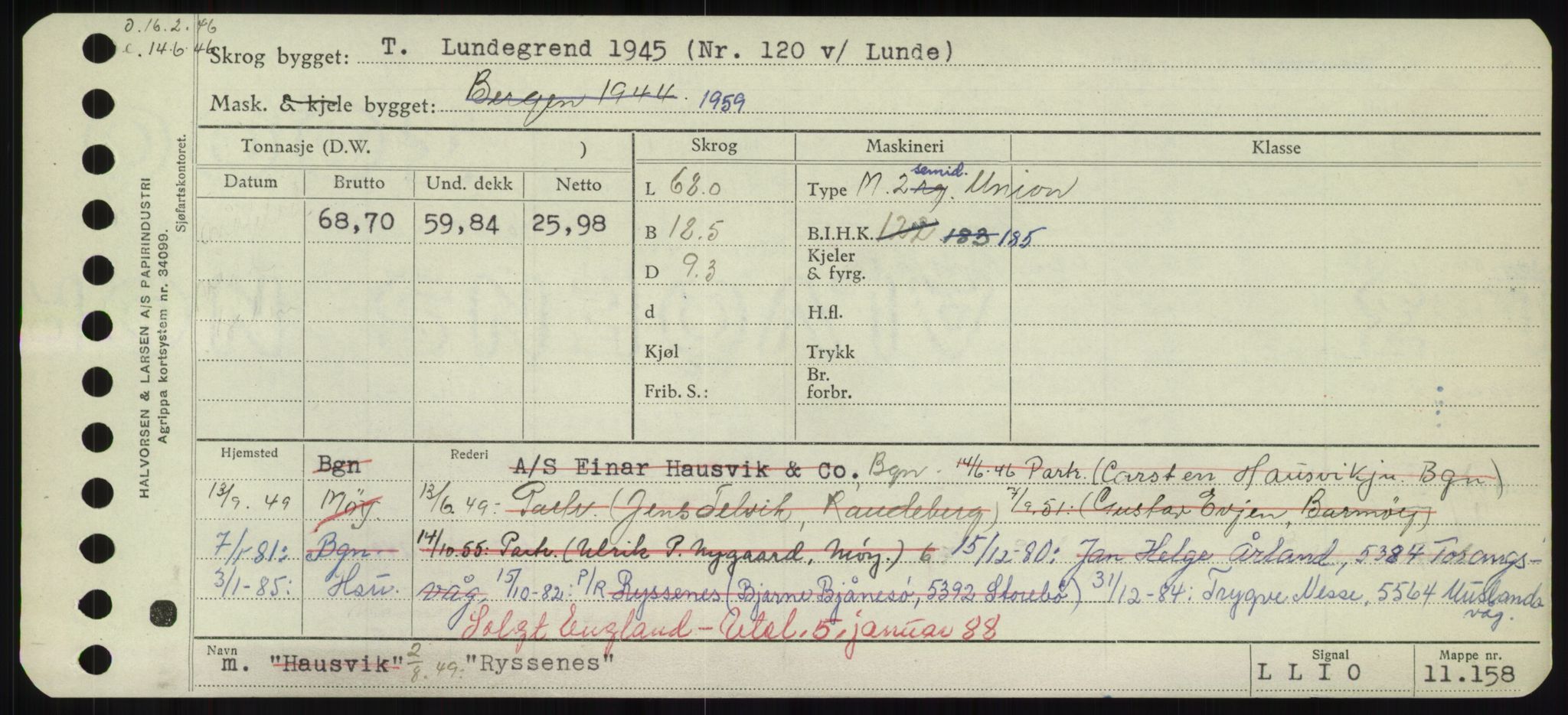 Sjøfartsdirektoratet med forløpere, Skipsmålingen, RA/S-1627/H/Hd/L0031: Fartøy, Rju-Sam, p. 395