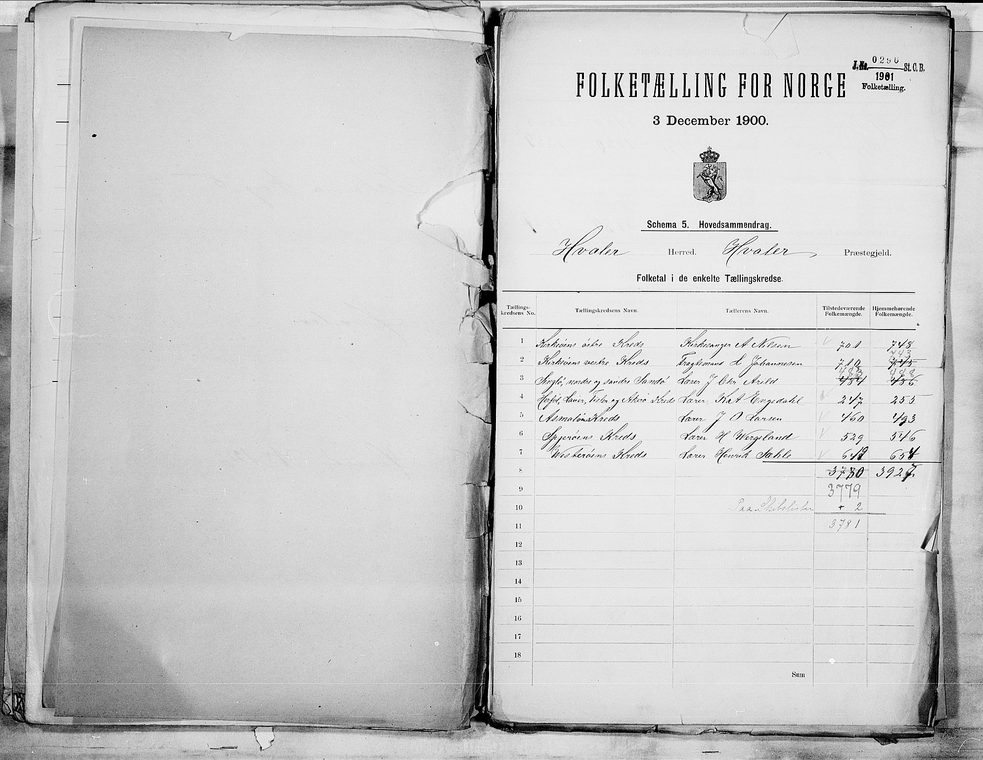 SAO, 1900 census for Hvaler, 1900, p. 2