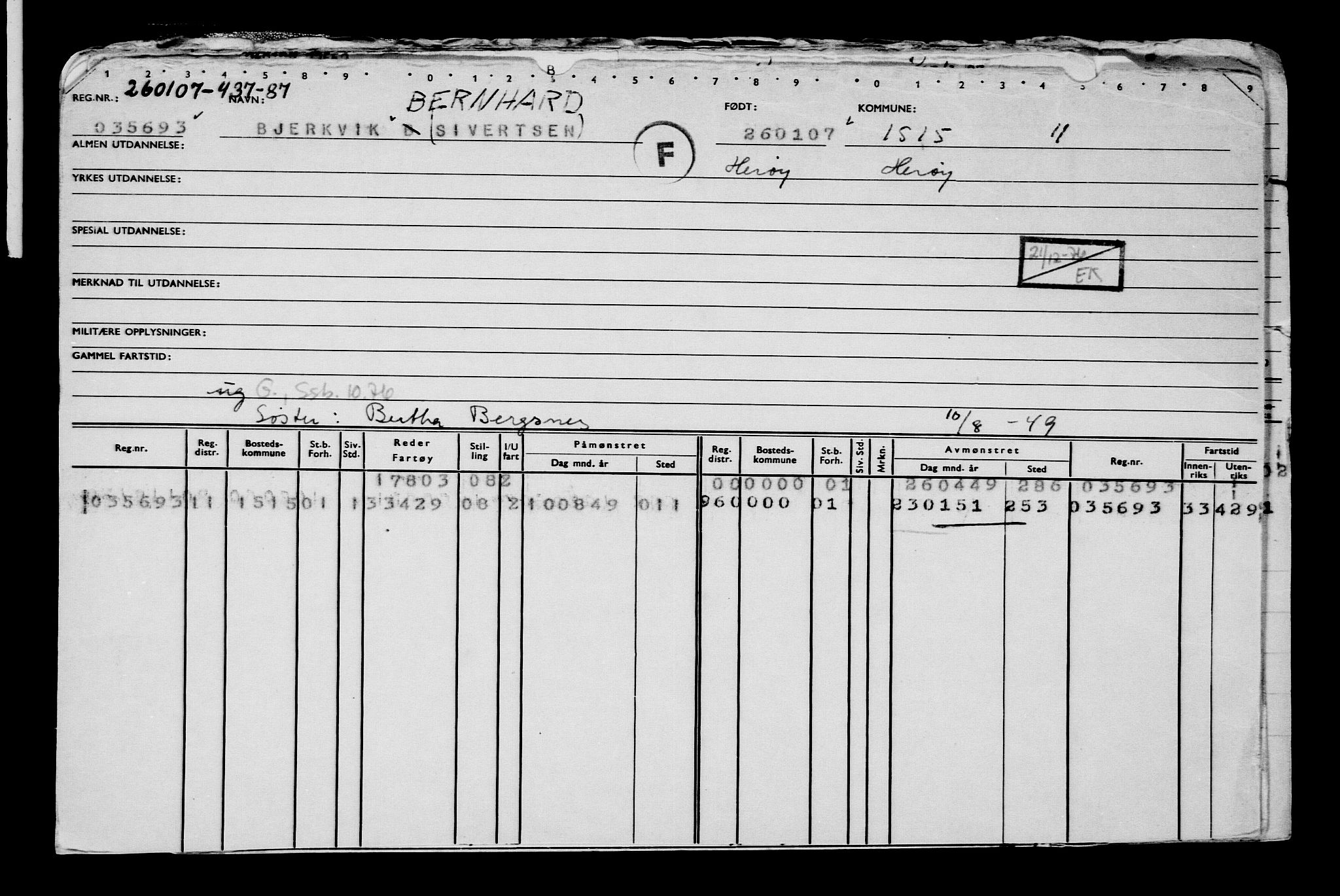 Direktoratet for sjømenn, AV/RA-S-3545/G/Gb/L0069: Hovedkort, 1907, p. 310