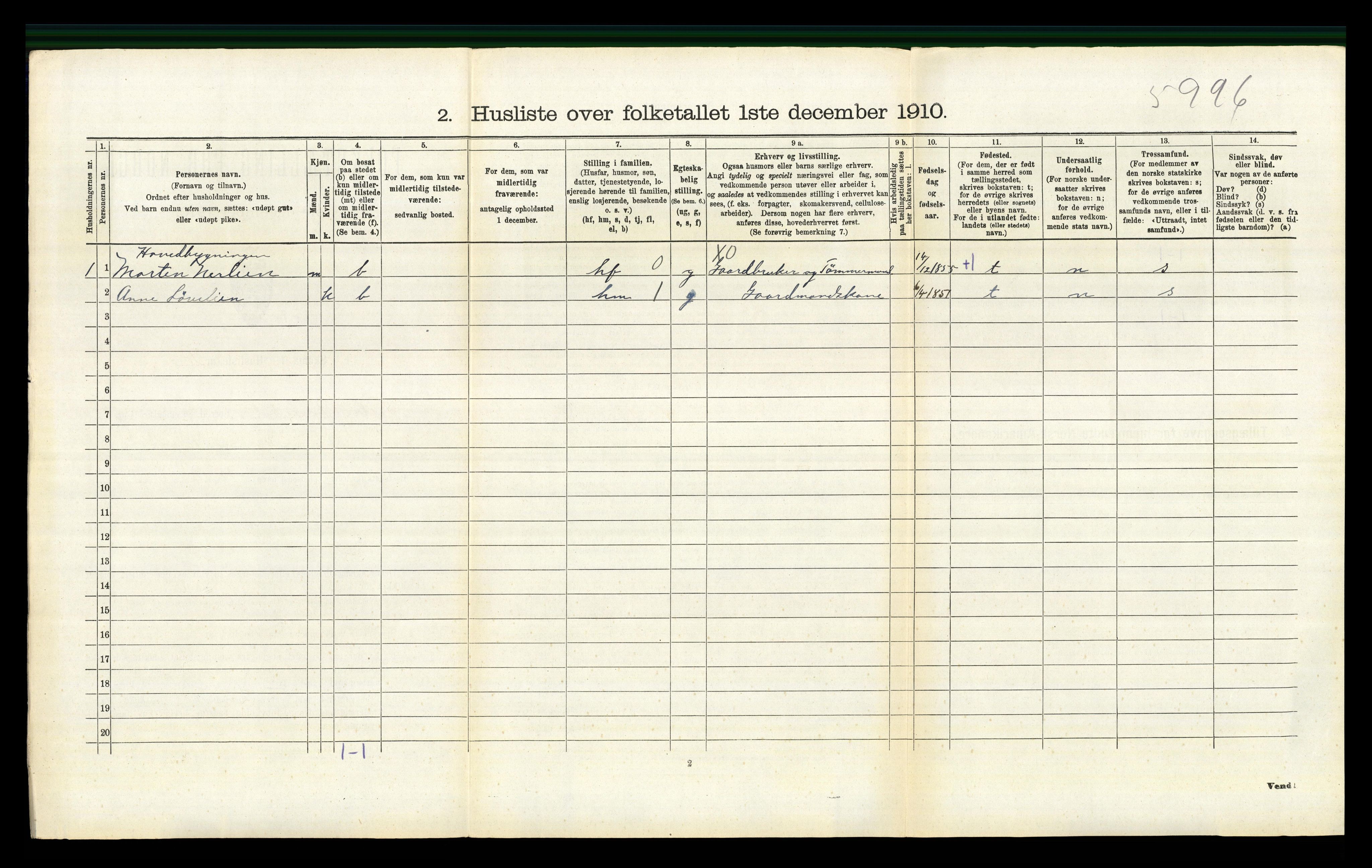 RA, 1910 census for Vestre Gausdal, 1910, p. 758