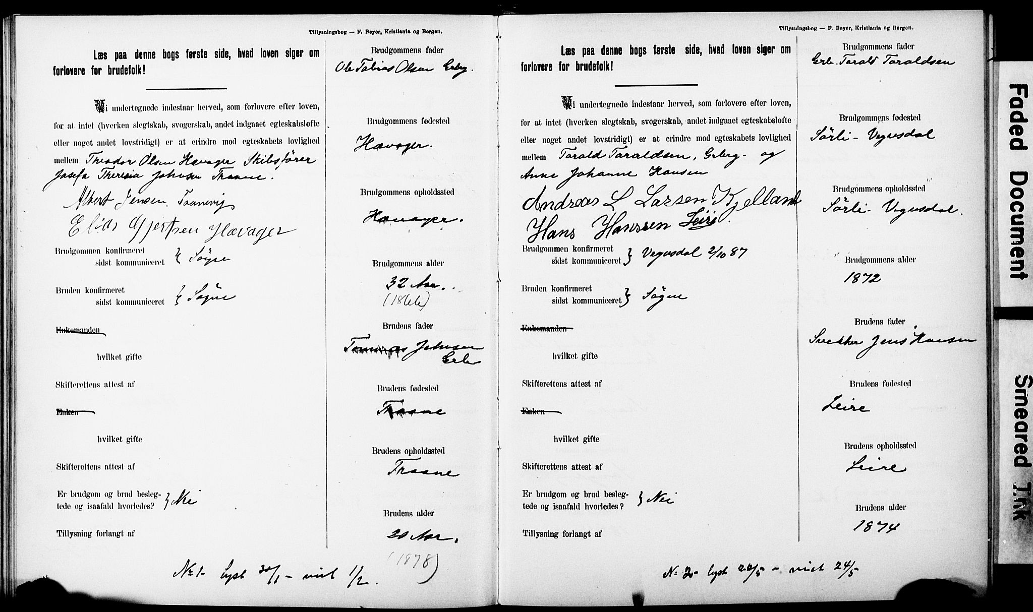 Ullensaker prestekontor Kirkebøker, SAO/A-10236a/H/Ha/L0001: Banns register no. 1, 1892-1910