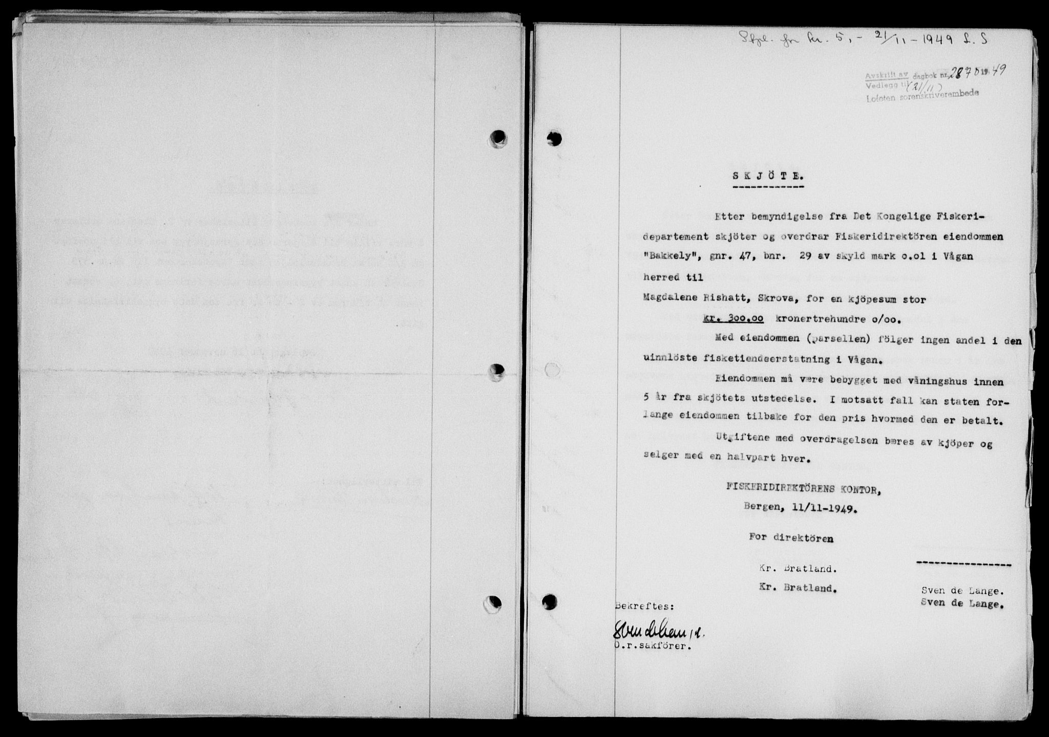 Lofoten sorenskriveri, SAT/A-0017/1/2/2C/L0022a: Mortgage book no. 22a, 1949-1950, Diary no: : 2870/1949
