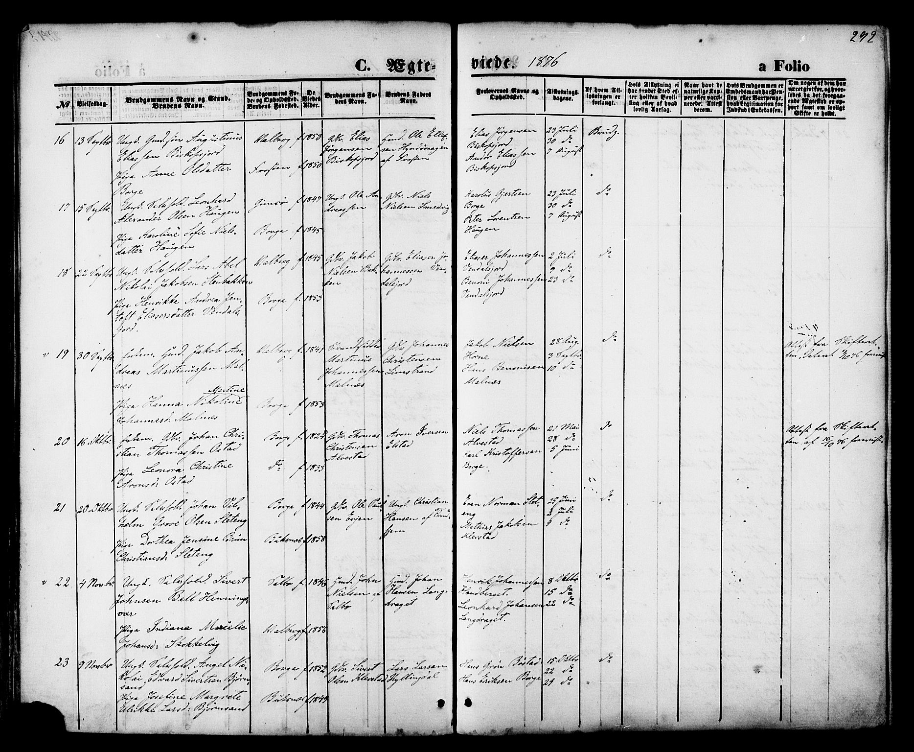 Ministerialprotokoller, klokkerbøker og fødselsregistre - Nordland, AV/SAT-A-1459/880/L1132: Parish register (official) no. 880A06, 1869-1887, p. 292