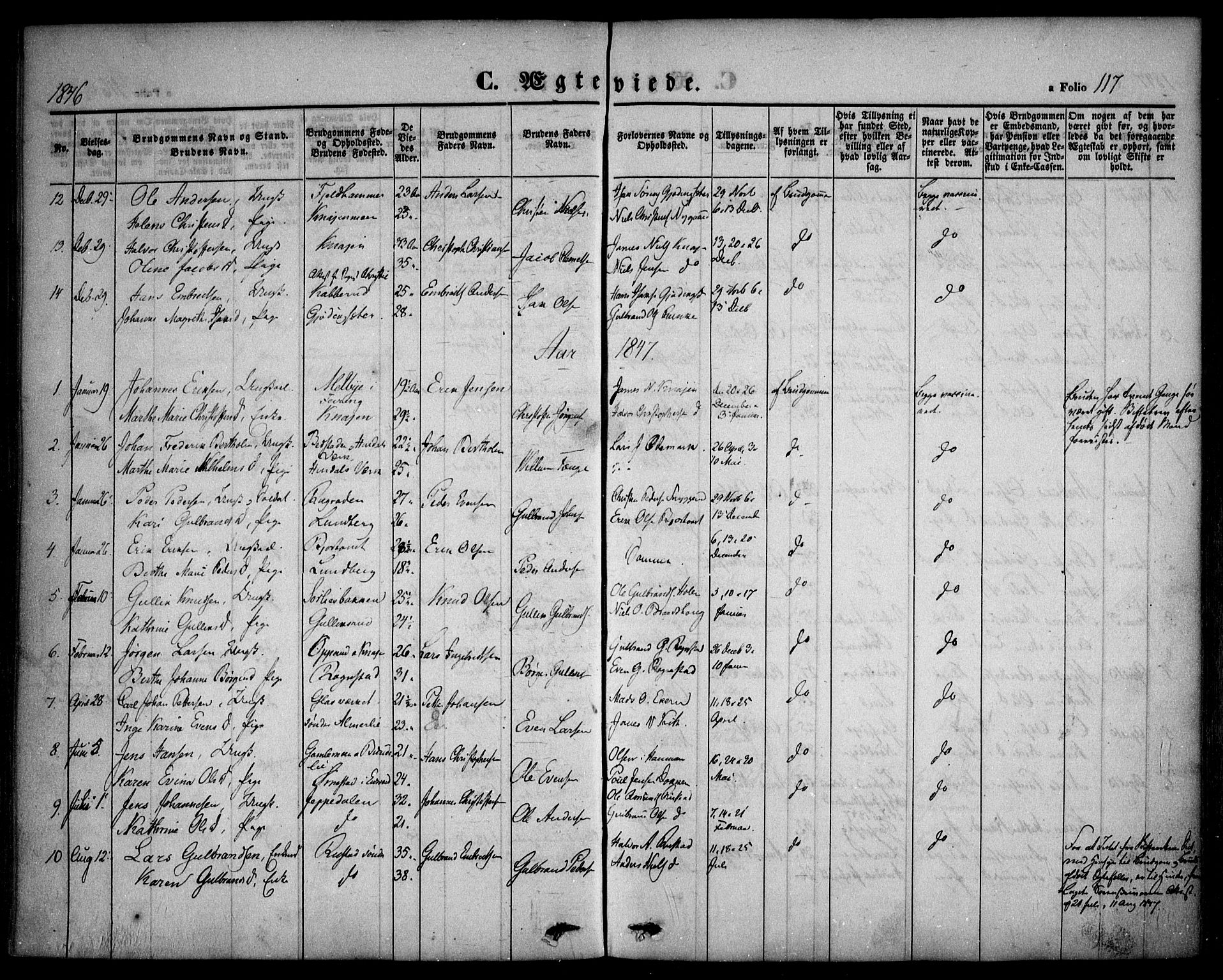 Hurdal prestekontor Kirkebøker, SAO/A-10889/F/Fa/L0005: Parish register (official) no. I 5, 1846-1859, p. 117