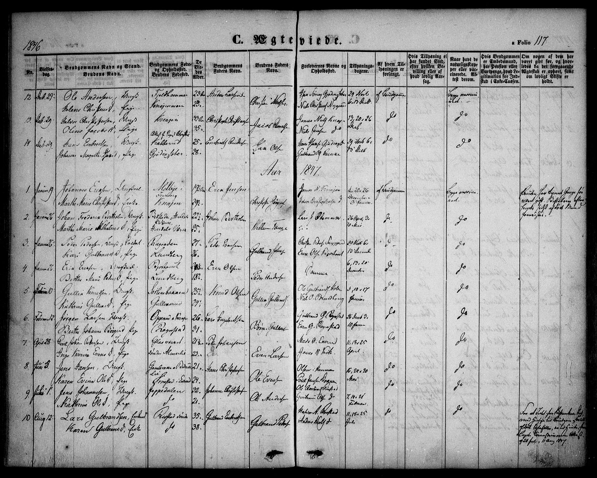 Hurdal prestekontor Kirkebøker, AV/SAO-A-10889/F/Fa/L0005: Parish register (official) no. I 5, 1846-1859, p. 117