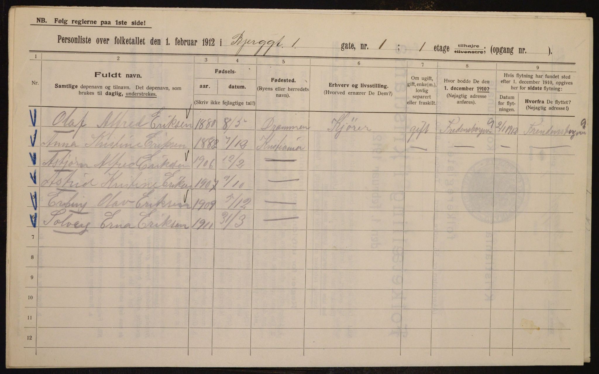 OBA, Municipal Census 1912 for Kristiania, 1912, p. 5314