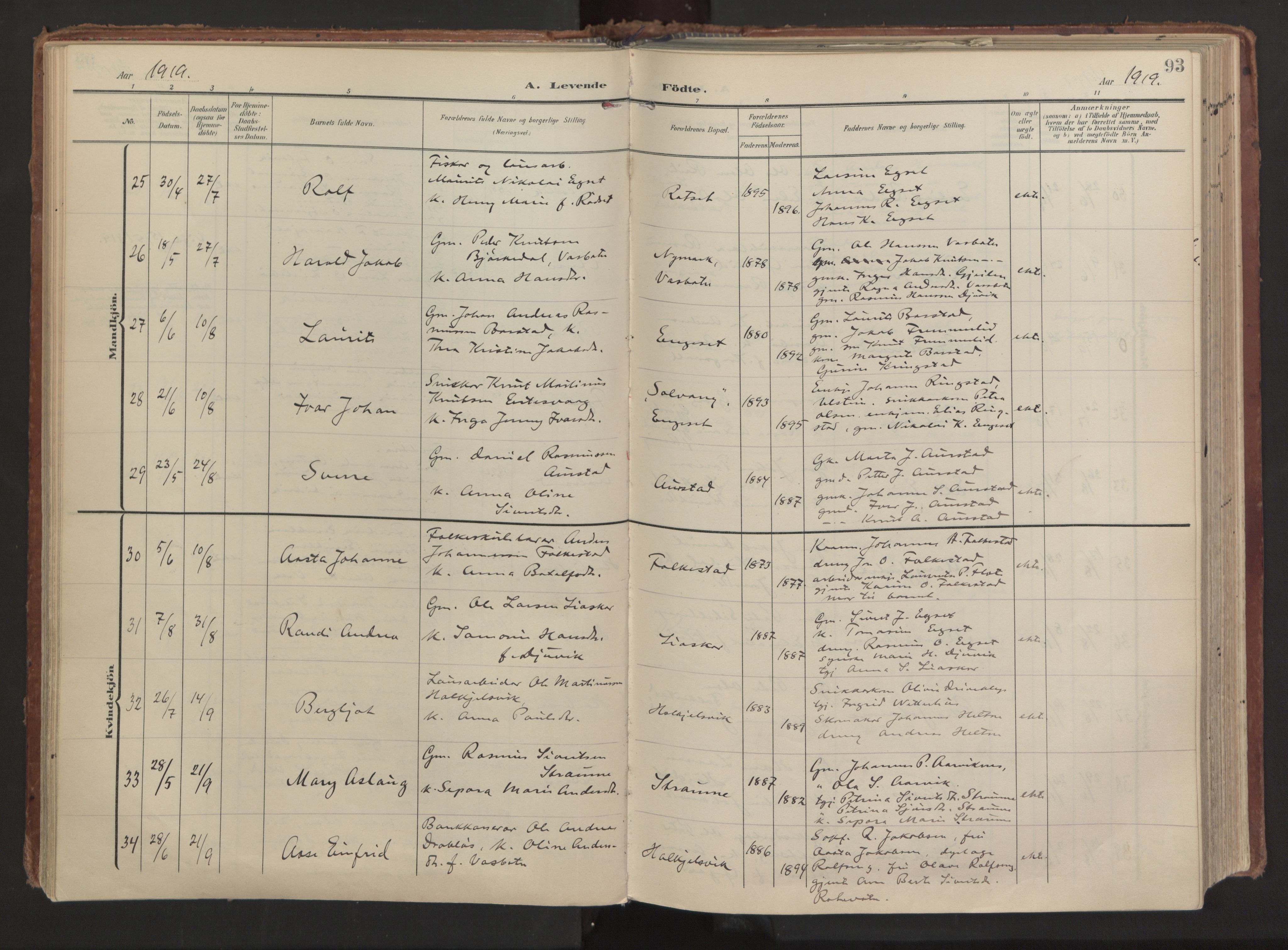 Ministerialprotokoller, klokkerbøker og fødselsregistre - Møre og Romsdal, AV/SAT-A-1454/511/L0144: Parish register (official) no. 511A11, 1906-1923, p. 93