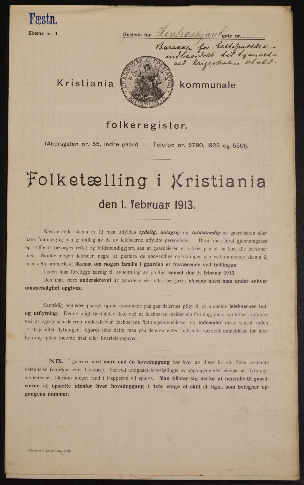 OBA, Municipal Census 1913 for Kristiania, 1913, p. 24339