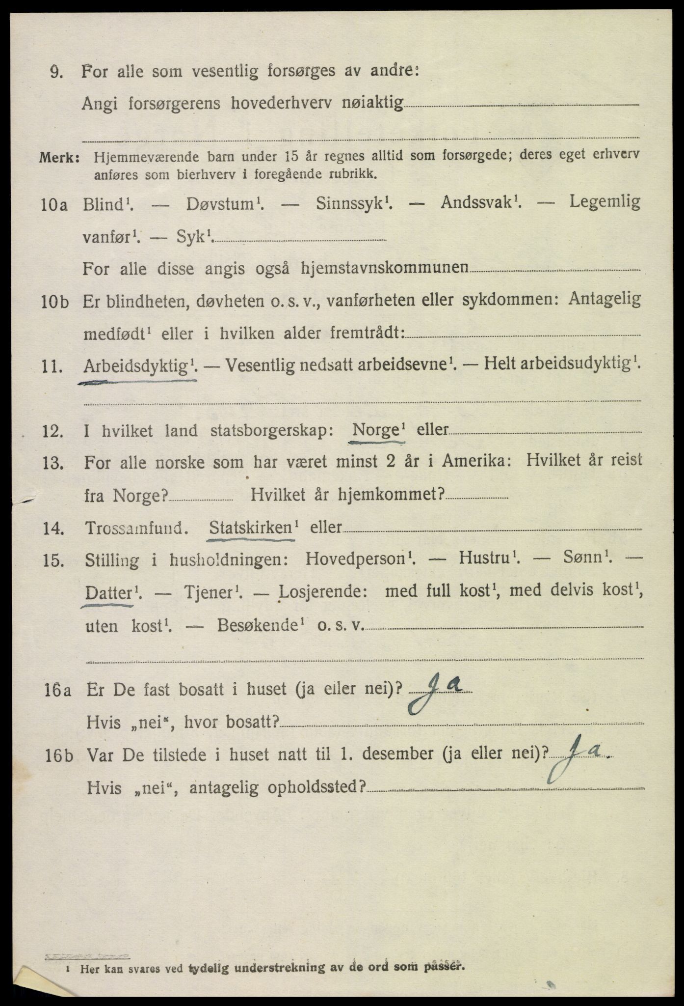 SAK, 1920 census for Bygland, 1920, p. 1848