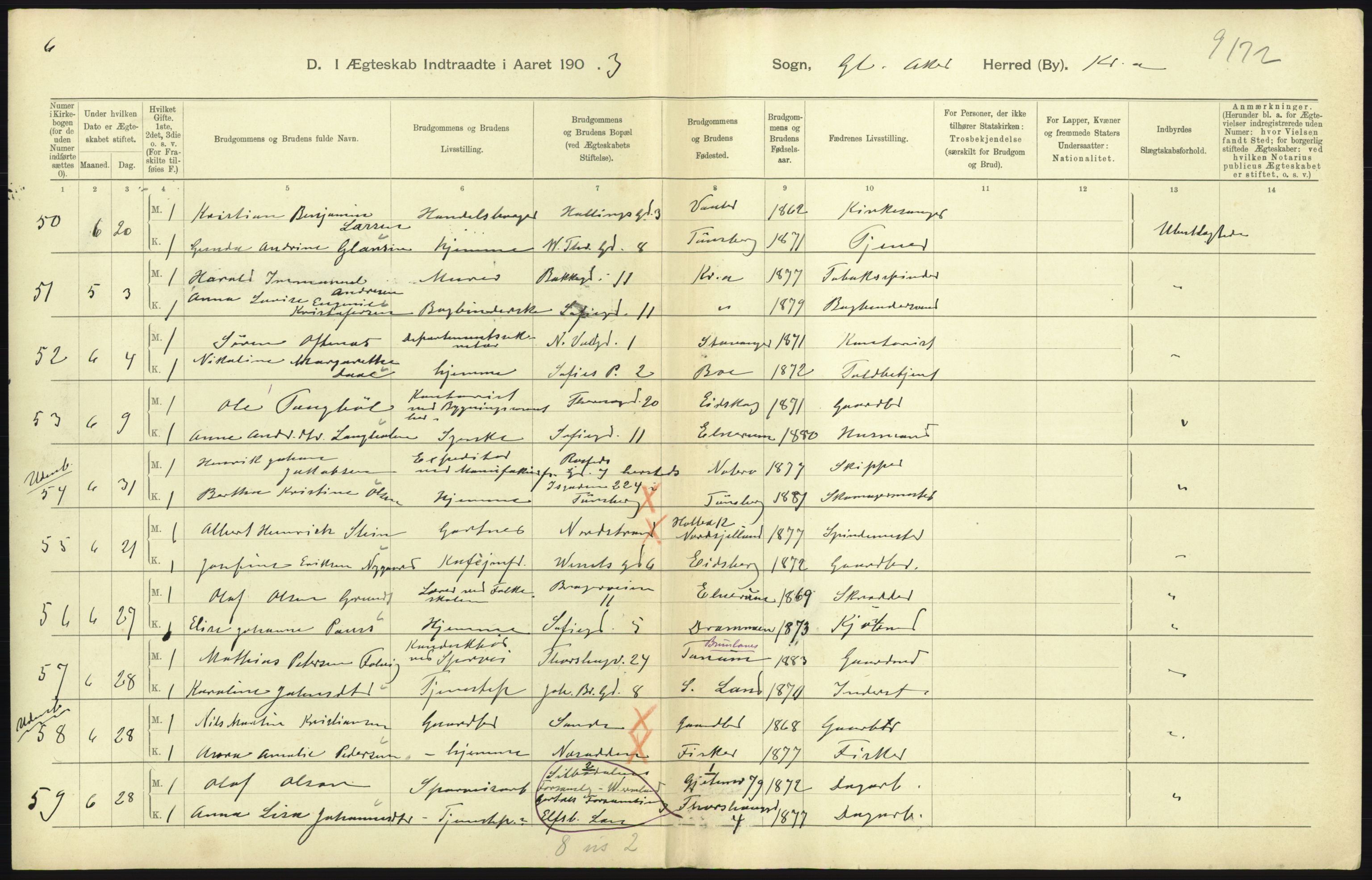 Statistisk sentralbyrå, Sosiodemografiske emner, Befolkning, AV/RA-S-2228/D/Df/Dfa/Dfaa/L0004: Kristiania: Gifte, døde, 1903, p. 653