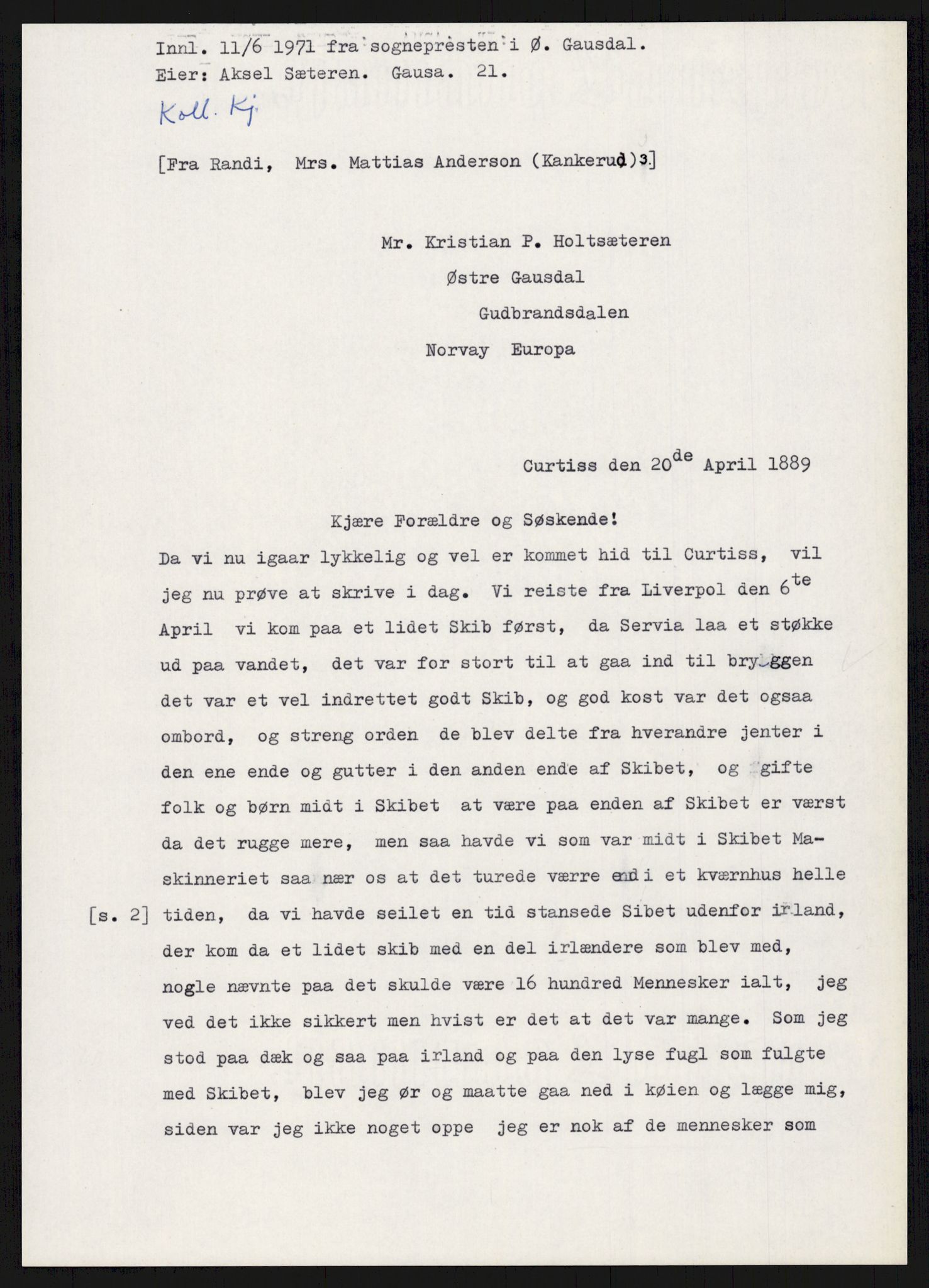 Samlinger til kildeutgivelse, Amerikabrevene, RA/EA-4057/F/L0015: Innlån fra Oppland: Sæteren - Vigerust, 1838-1914, p. 157