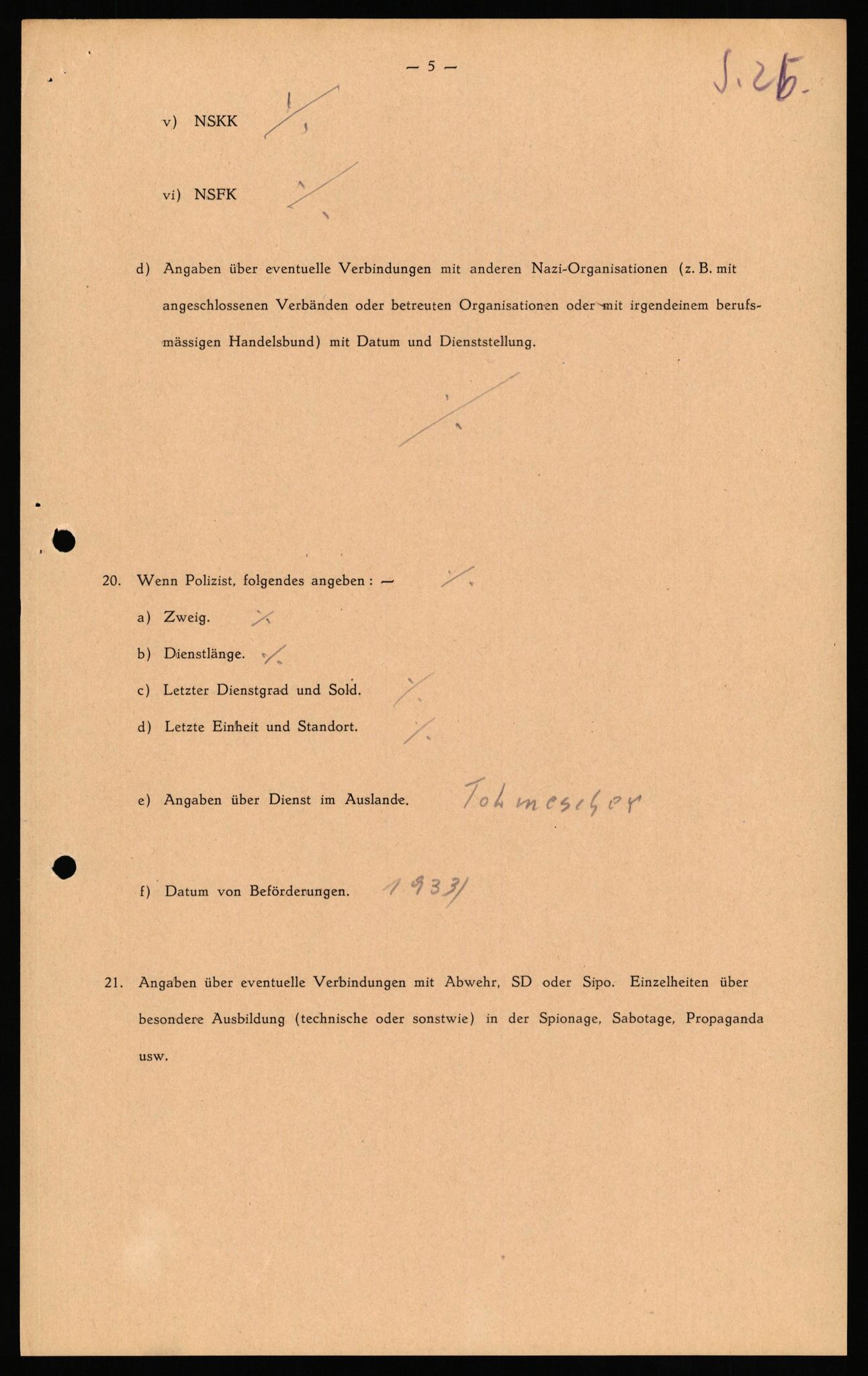 Forsvaret, Forsvarets overkommando II, AV/RA-RAFA-3915/D/Db/L0040: CI Questionaires. Tyske okkupasjonsstyrker i Norge. Østerrikere., 1945-1946, p. 172