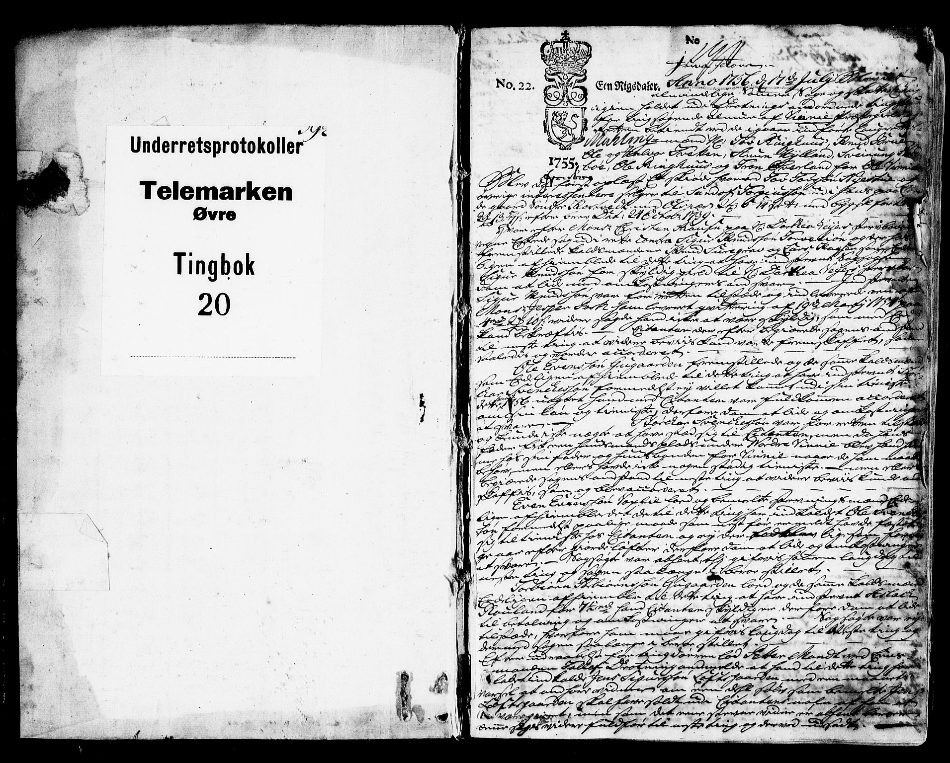 Vest-Telemark sorenskriveri, AV/SAKO-A-134/F/Fa/L0032: Tingbok, 1756-1763, p. 1