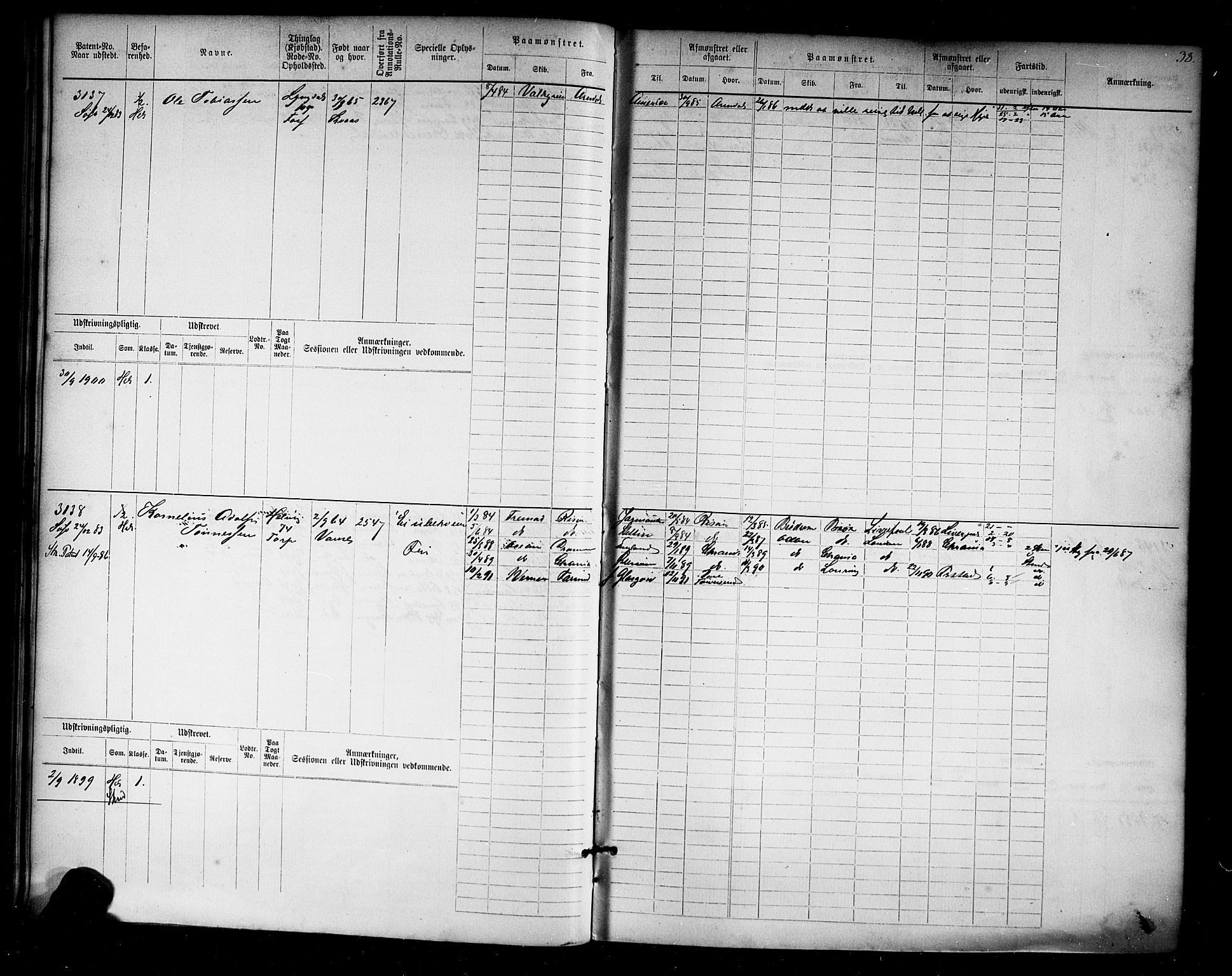 Farsund mønstringskrets, AV/SAK-2031-0017/F/Fb/L0019: Hovedrulle nr 3067-3832, Z-11, 1882-1922, p. 39