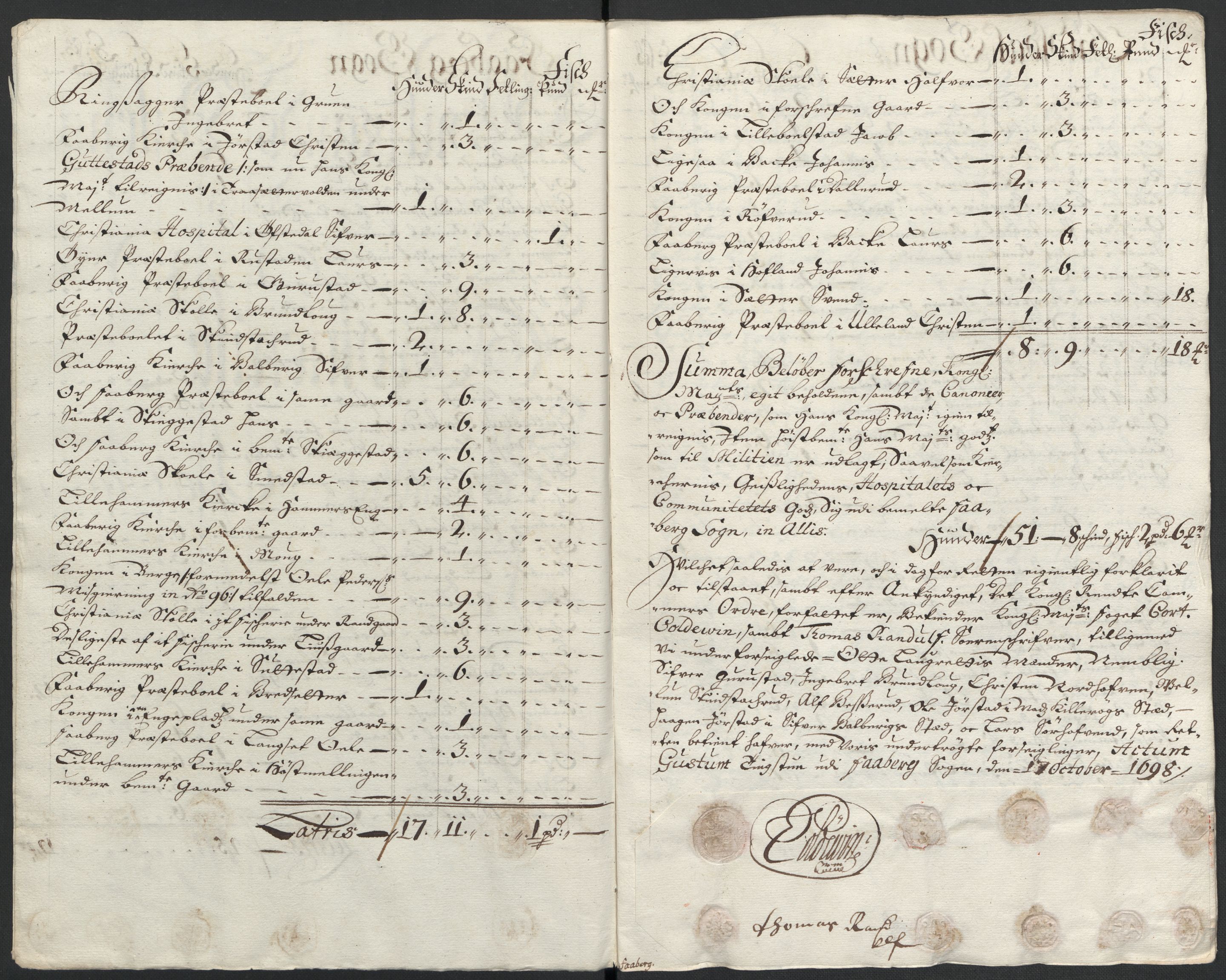 Rentekammeret inntil 1814, Reviderte regnskaper, Fogderegnskap, RA/EA-4092/R17/L1171: Fogderegnskap Gudbrandsdal, 1698, p. 199