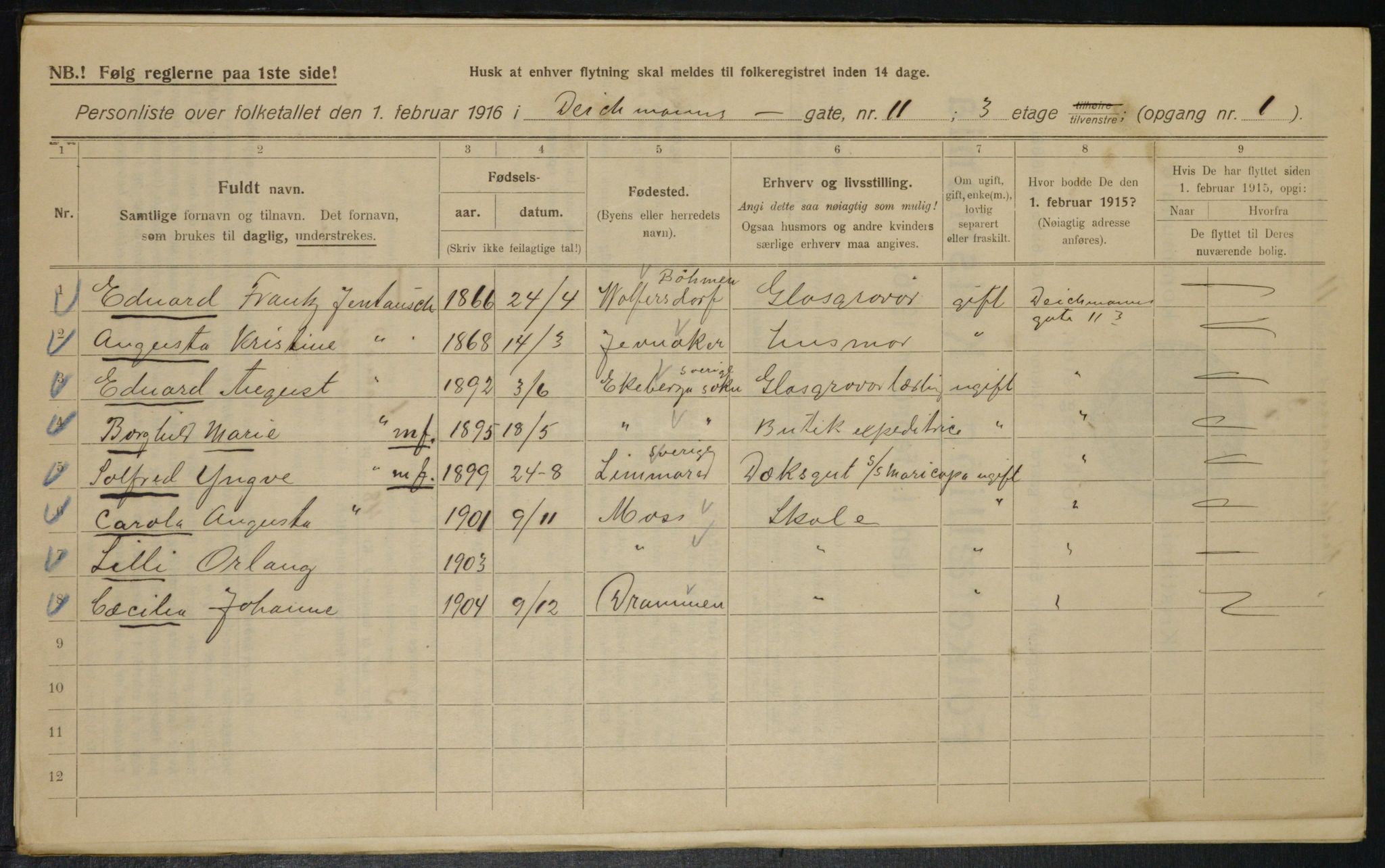 OBA, Municipal Census 1916 for Kristiania, 1916, p. 15699