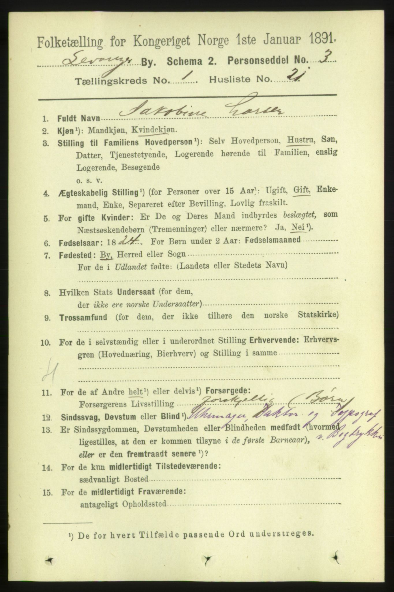 RA, 1891 census for 1701 Levanger, 1891, p. 283