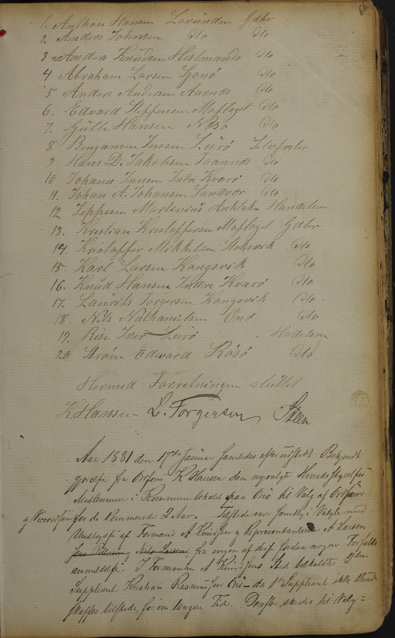 Lurøy kommune. Formannskapet, AIN/K-18340.150/100/L0002: Møtebok, 1873-1898, p. 66