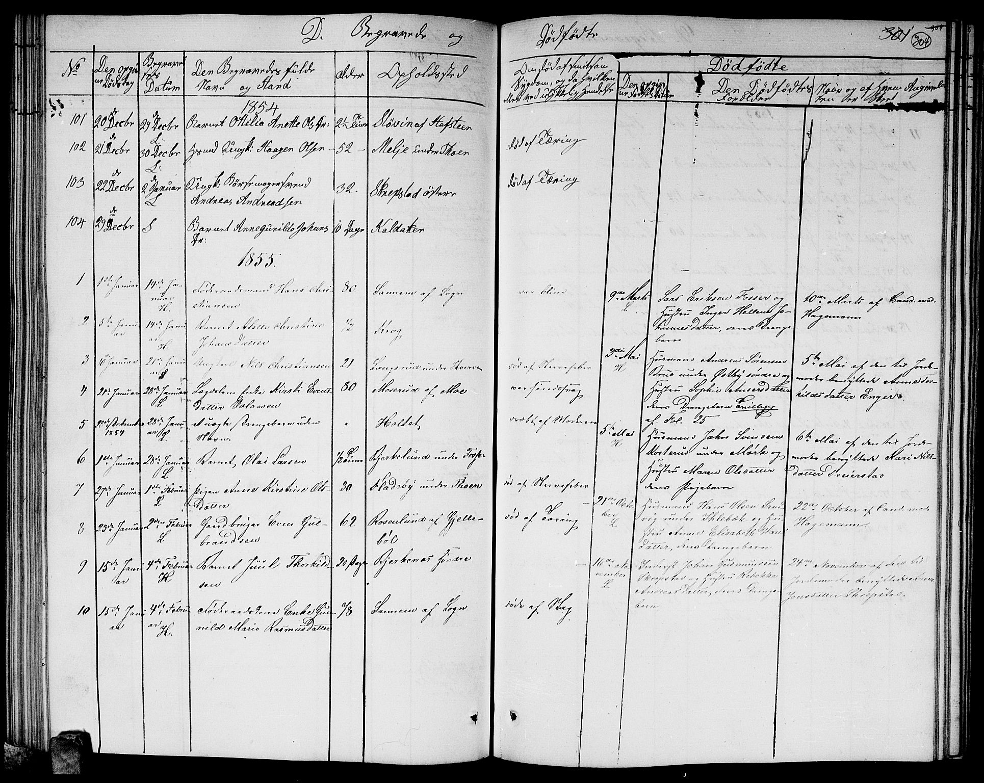Høland prestekontor Kirkebøker, SAO/A-10346a/G/Ga/L0004: Parish register (copy) no. I 4, 1854-1862, p. 304