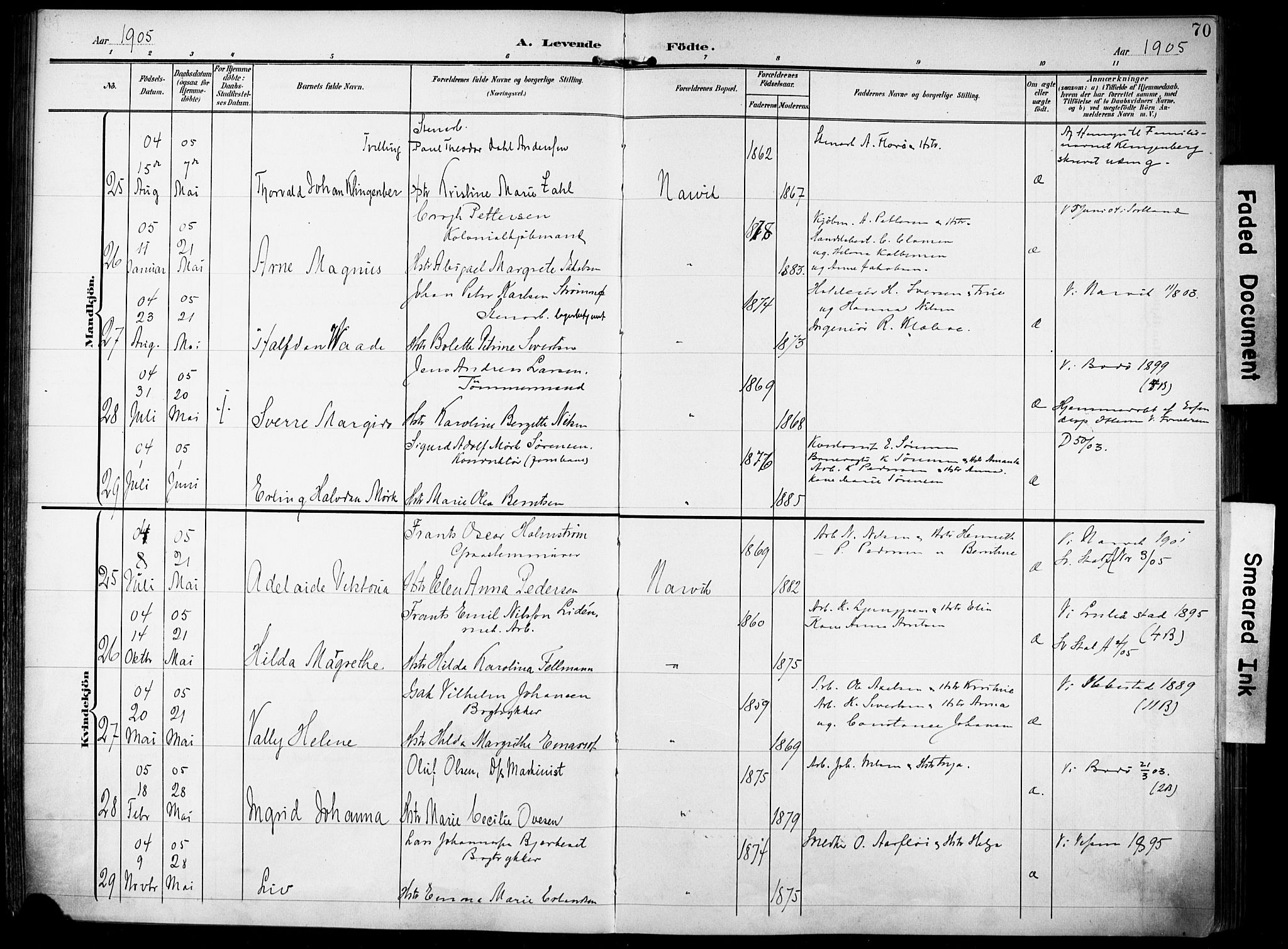 Ministerialprotokoller, klokkerbøker og fødselsregistre - Nordland, SAT/A-1459/871/L0994: Parish register (official) no. 871A10, 1902-1910, p. 70