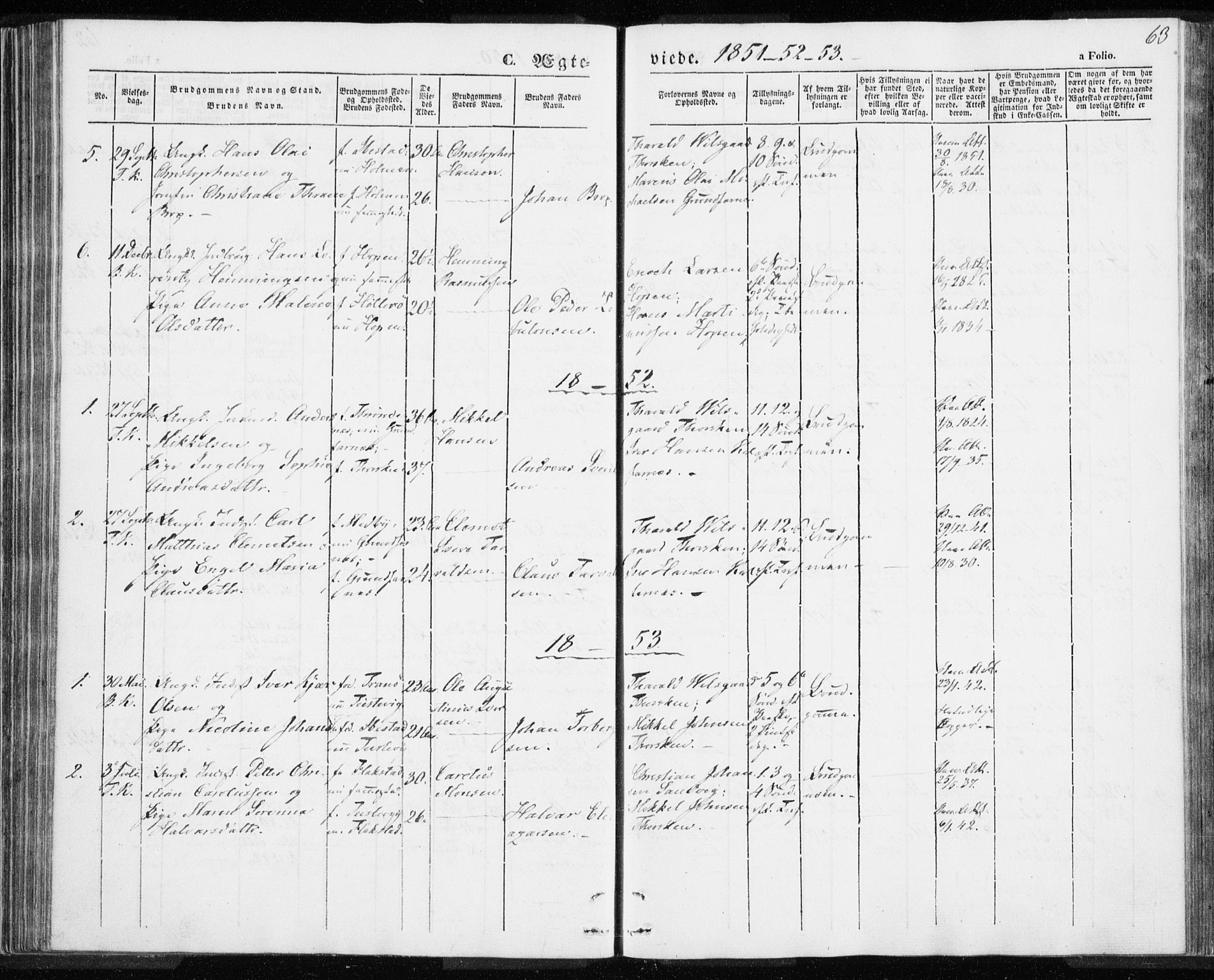 Berg sokneprestkontor, AV/SATØ-S-1318/G/Ga/Gaa/L0001kirke: Parish register (official) no. 1, 1846-1859, p. 63