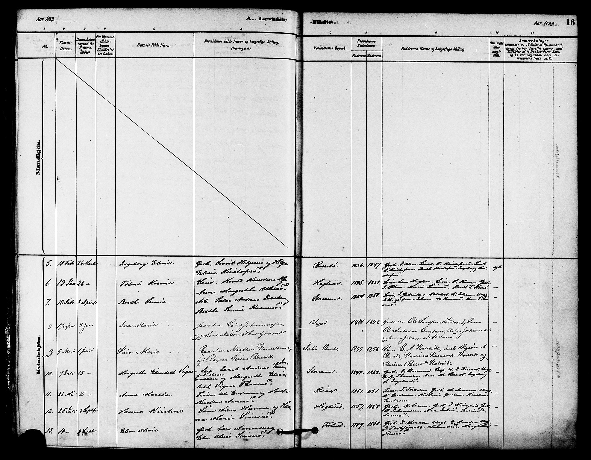 Haugesund sokneprestkontor, AV/SAST-A -101863/H/Ha/Haa/L0002: Parish register (official) no. A 2, 1878-1886, p. 16