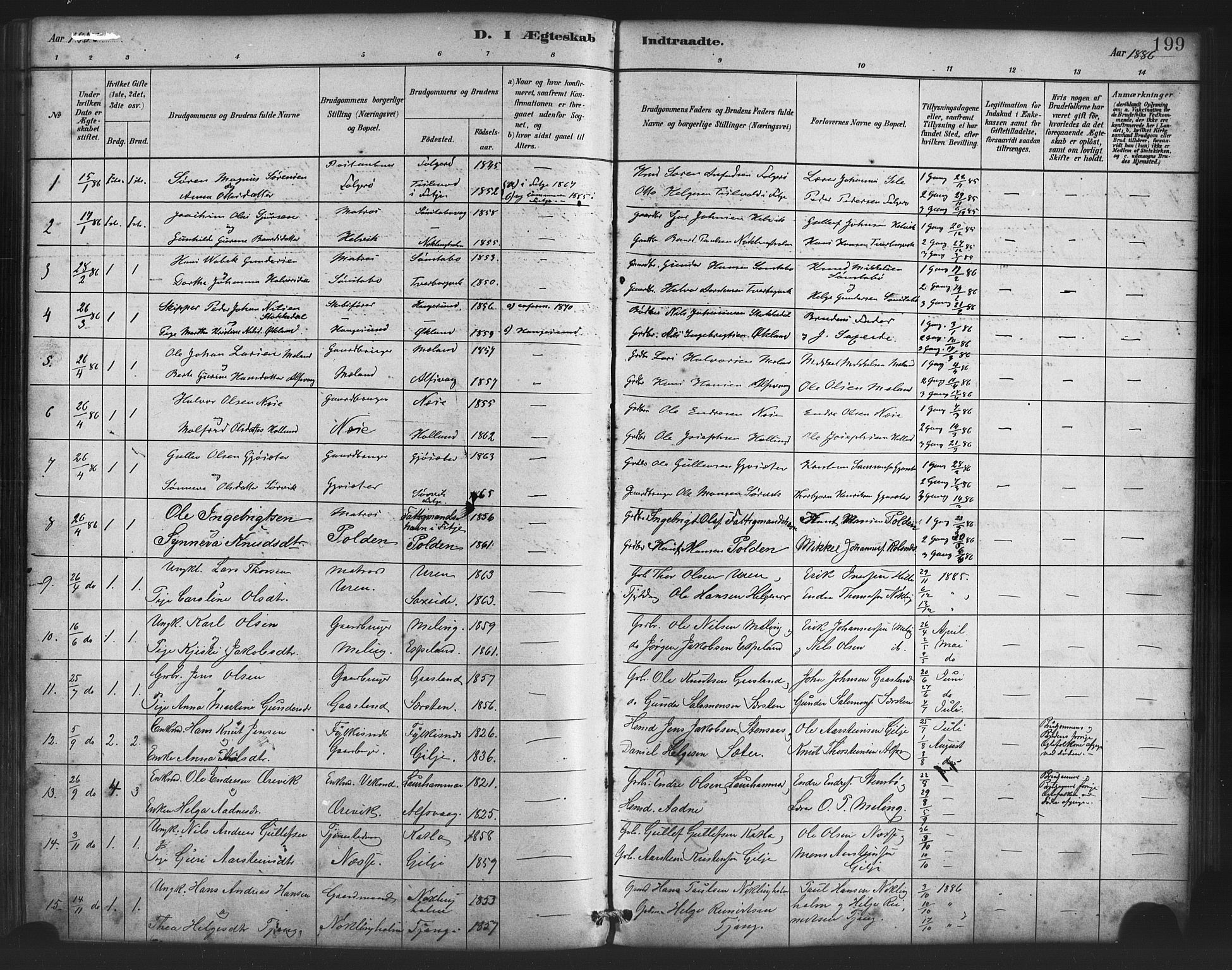 Finnås sokneprestembete, SAB/A-99925/H/Ha/Haa/Haac/L0001: Parish register (official) no. C 1, 1881-1894, p. 199