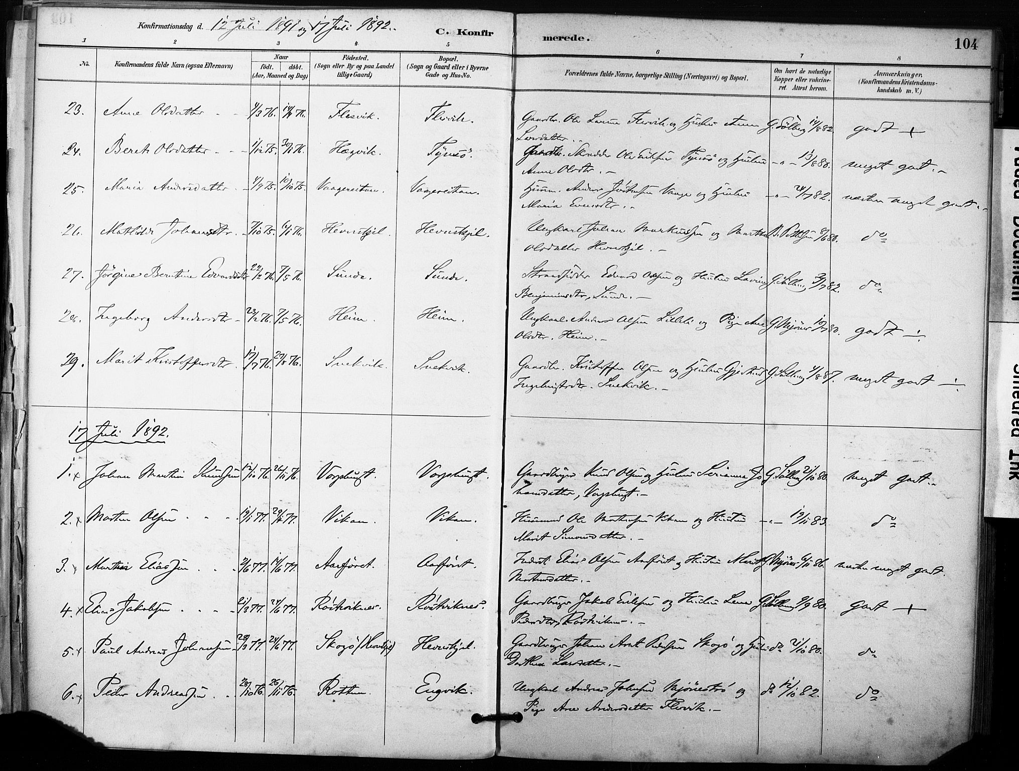Ministerialprotokoller, klokkerbøker og fødselsregistre - Sør-Trøndelag, SAT/A-1456/633/L0518: Parish register (official) no. 633A01, 1884-1906, p. 104