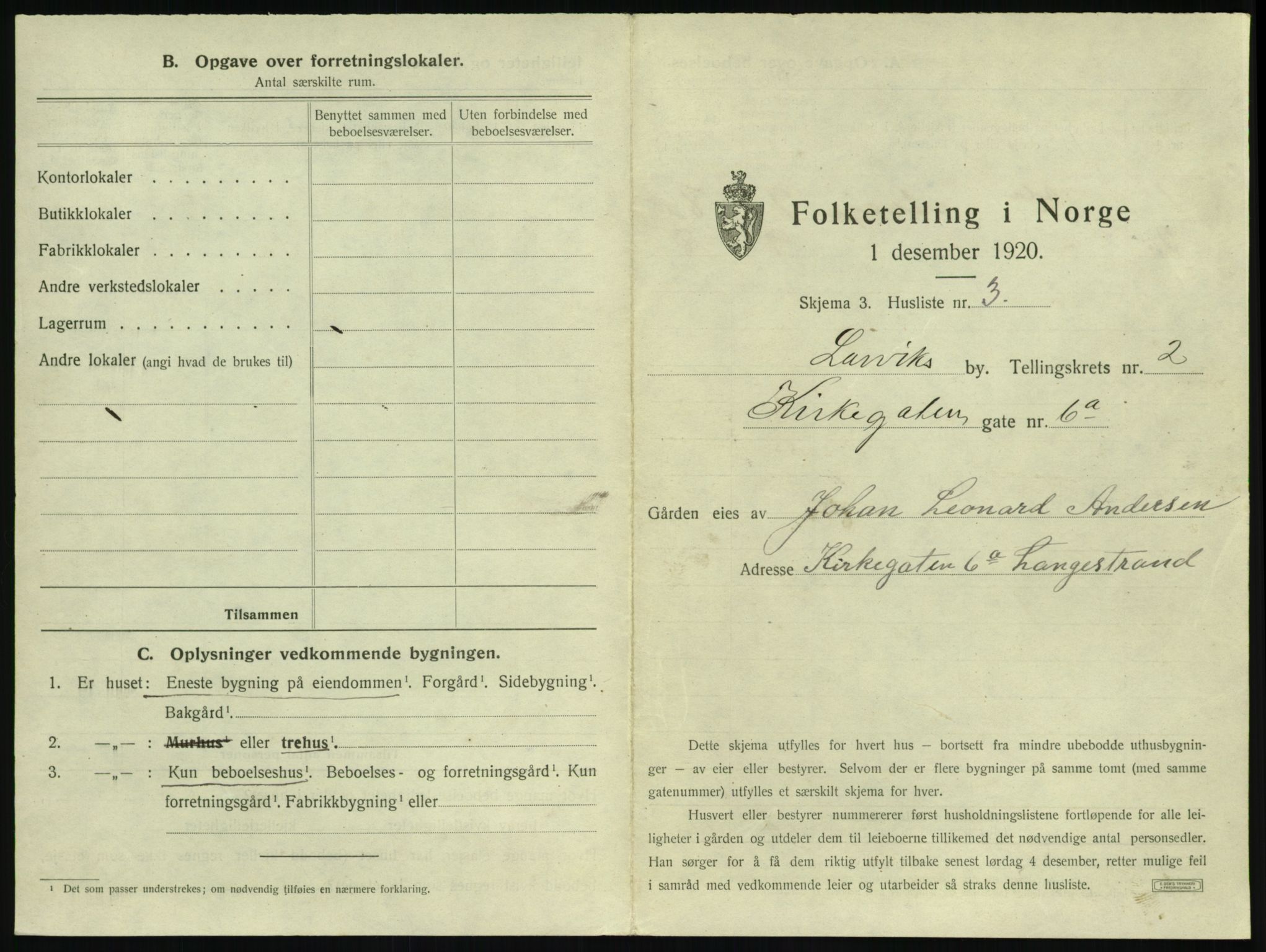 SAKO, 1920 census for Larvik, 1920, p. 322