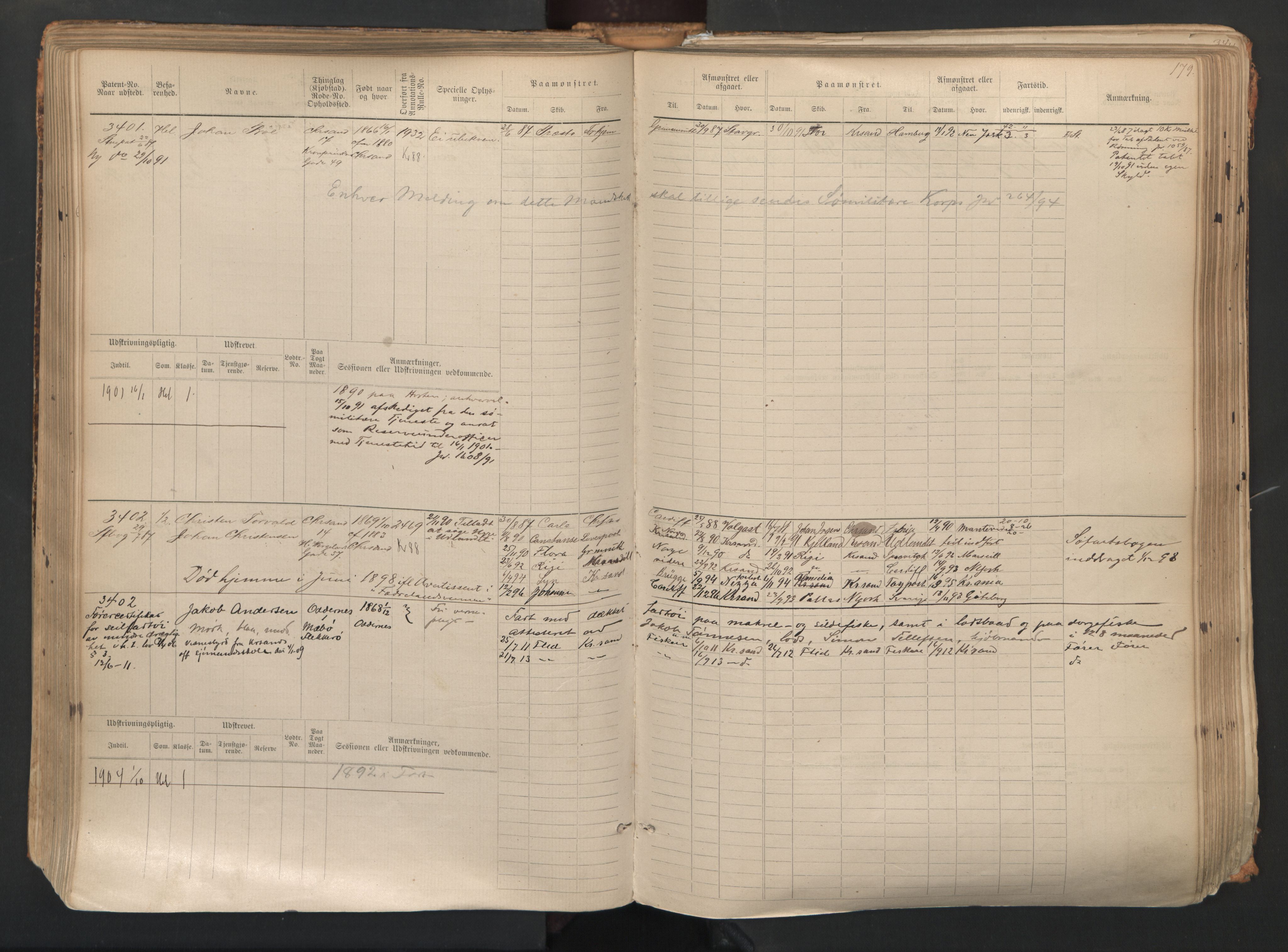 Kristiansand mønstringskrets, SAK/2031-0015/F/Fb/L0007: Hovedrulle nr 3049-3810, I-14, 1883-1940, p. 181